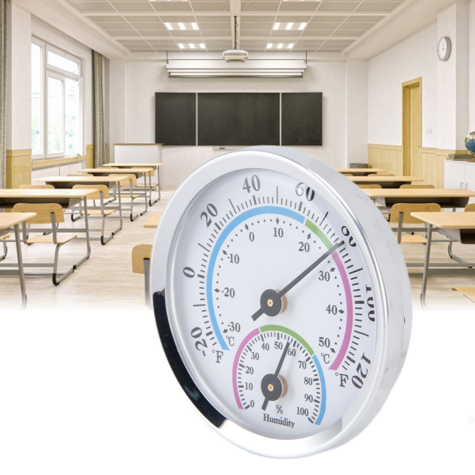 Mini-thermometer, Wandmessgerät Für Temperatur Und Luftfeuchtigkeit In Innenräumen, Gewächshausthermometer Und -hygrometer, Batterielos, Silberfarben.