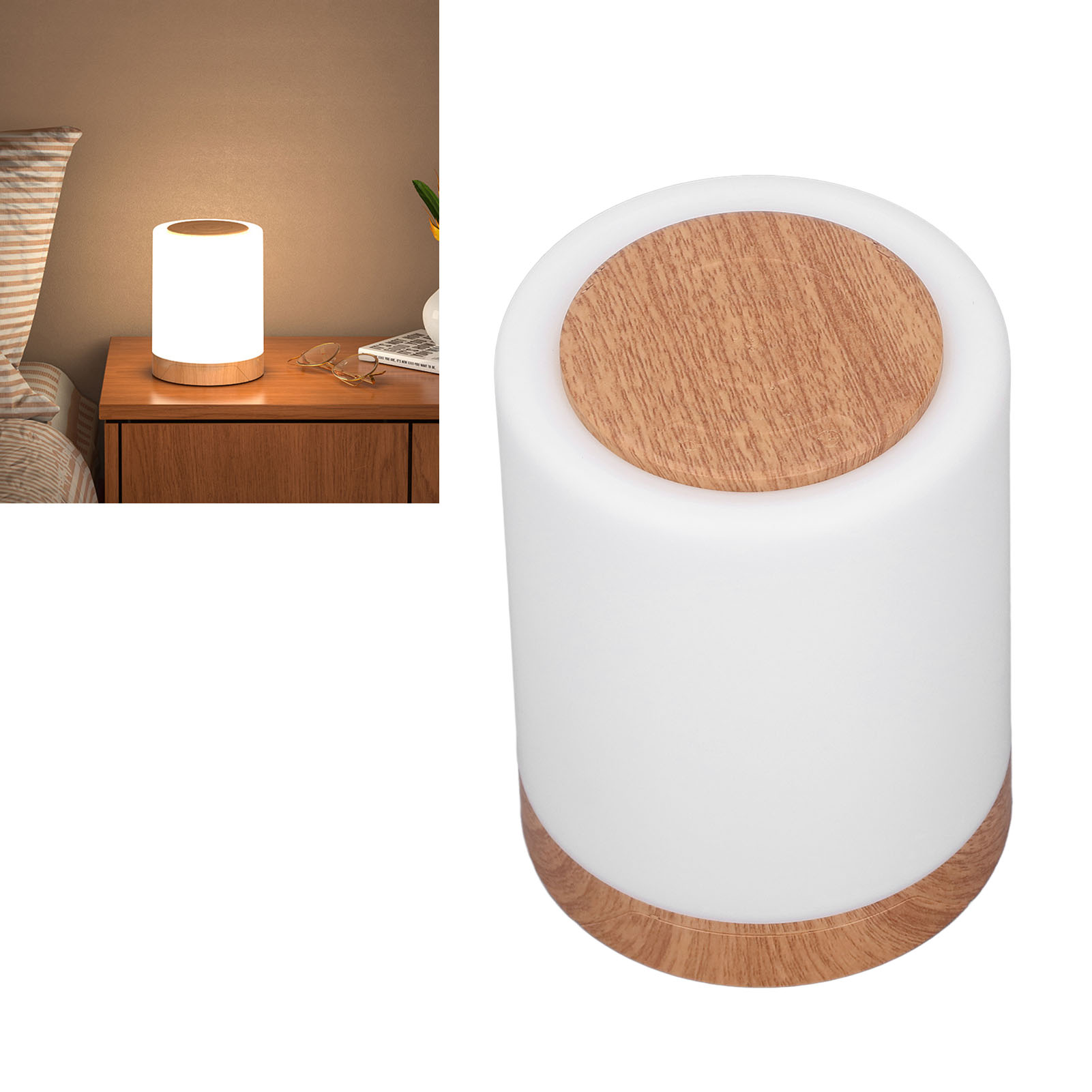 Creative Touch Nachtlicht Mit Sieben Farben, Rgb-ring In Holzoptik, Wiederaufladbar, Hänge-tischleuchte Für Den Außenbereich
