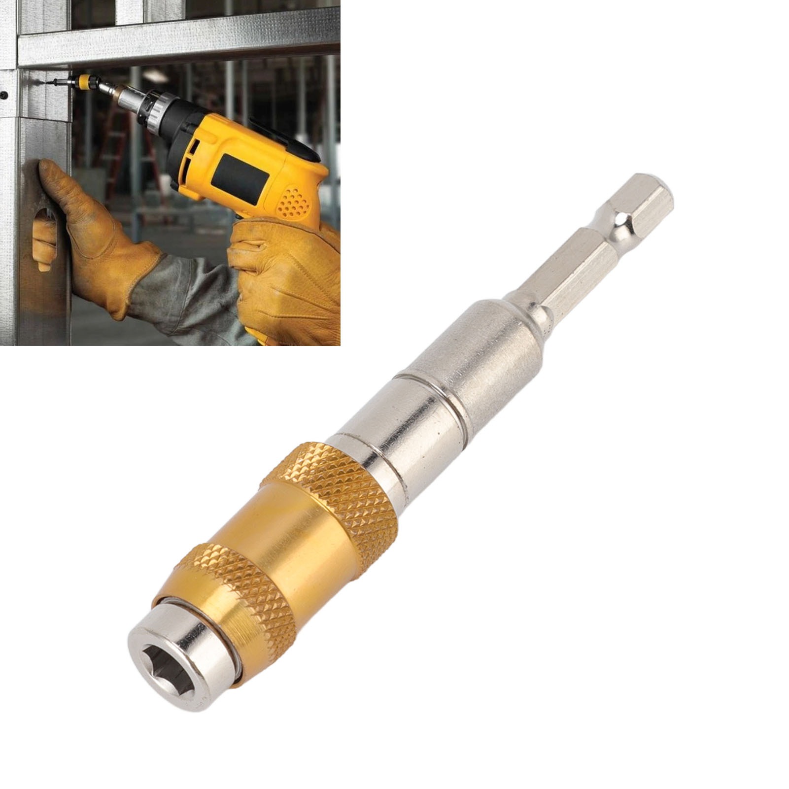 Verlängerung Für Elektrobohrmaschine Mit Schnellverschluss-universalbohrer, Goldfarben.