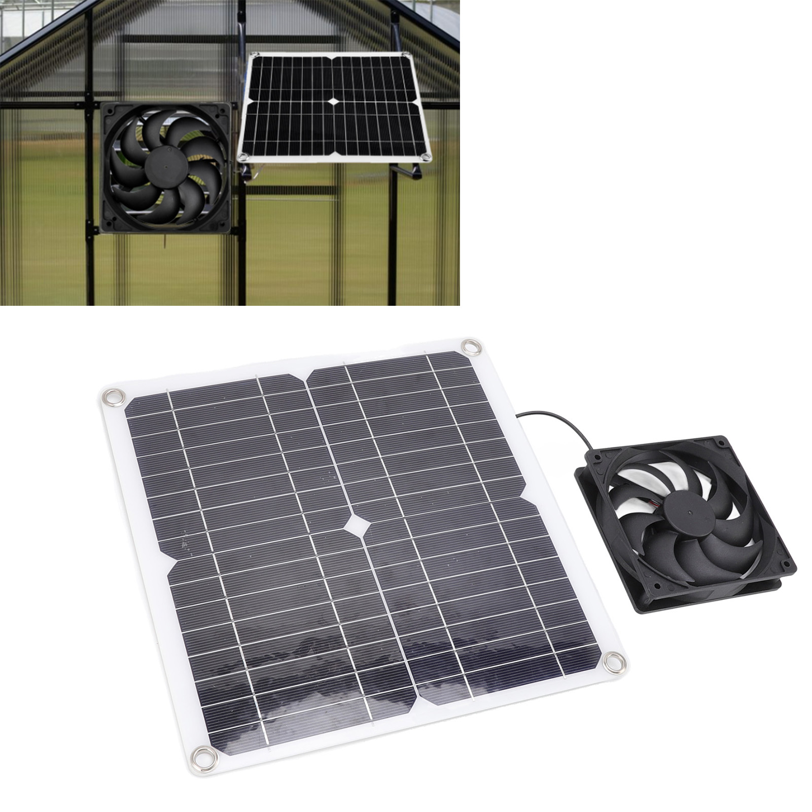 12-w-solarventilator-set Mit Photovoltaikmodulen Für Gartenhäuser