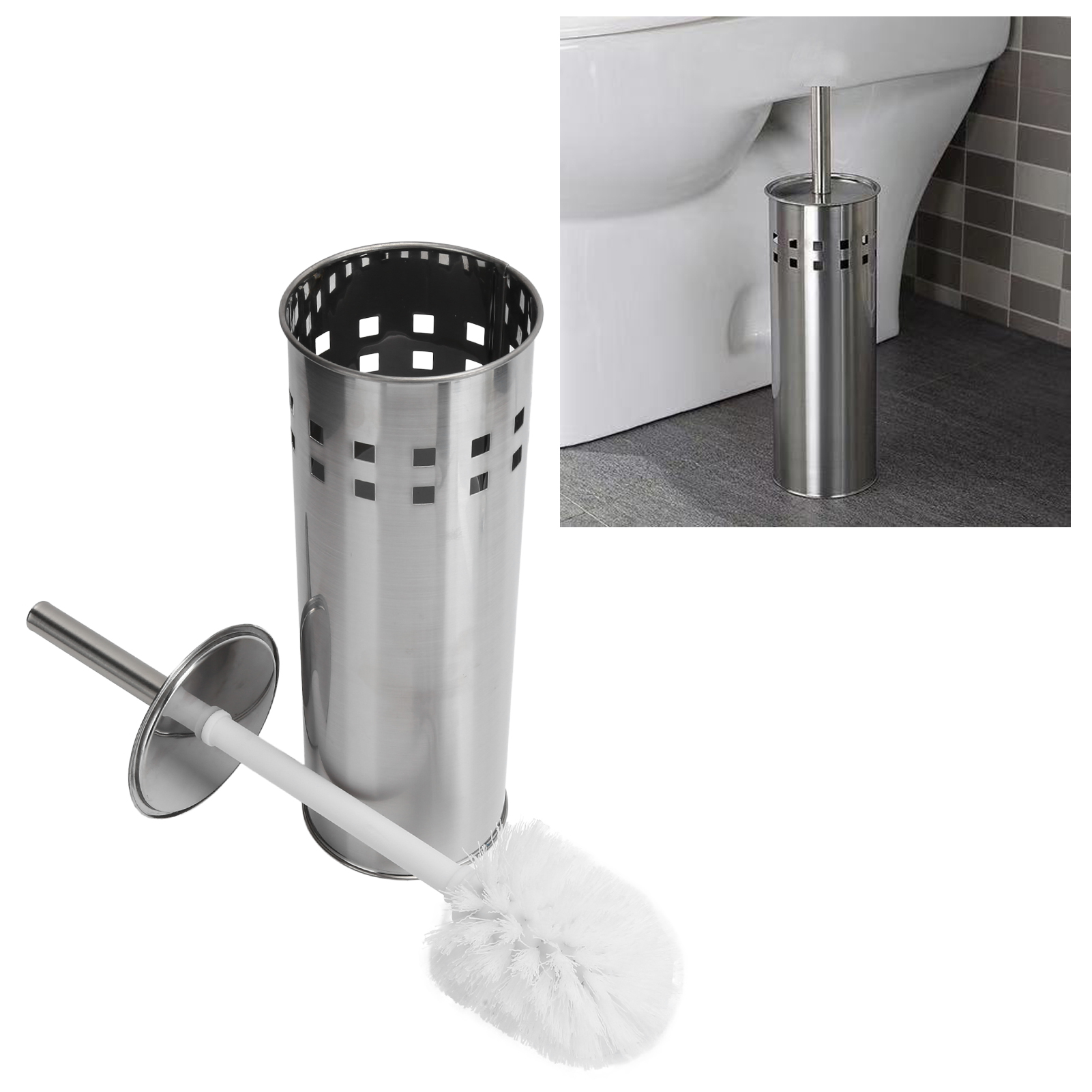 Toilettenbürste Und Belüfteter Halter, Reinigungsbürste Aus Edelstahl Für Das Badezimmer
