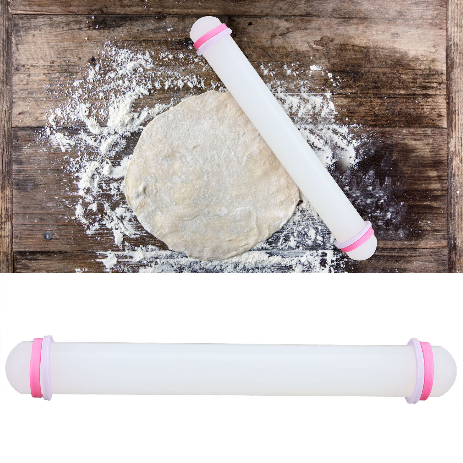 Set Mit 5 Lebensmittelechten, Antihaftbeschichteten Nudelhölzern Zum Backen Von Weichem Modellierteig.