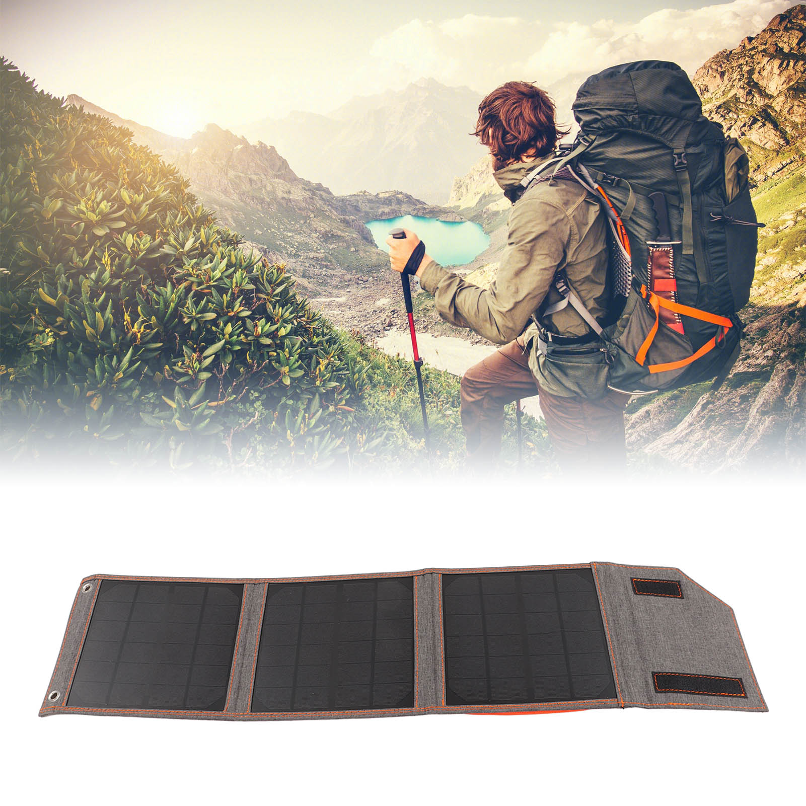 15-w-monokristallines Silizium-solarpanel Mit 5-v-usb-ausgang, Faltbares Solargehäuse Für Den Außenbereich, Geeignet Zum Laden Im Freien, Camping, Wandern Usw.