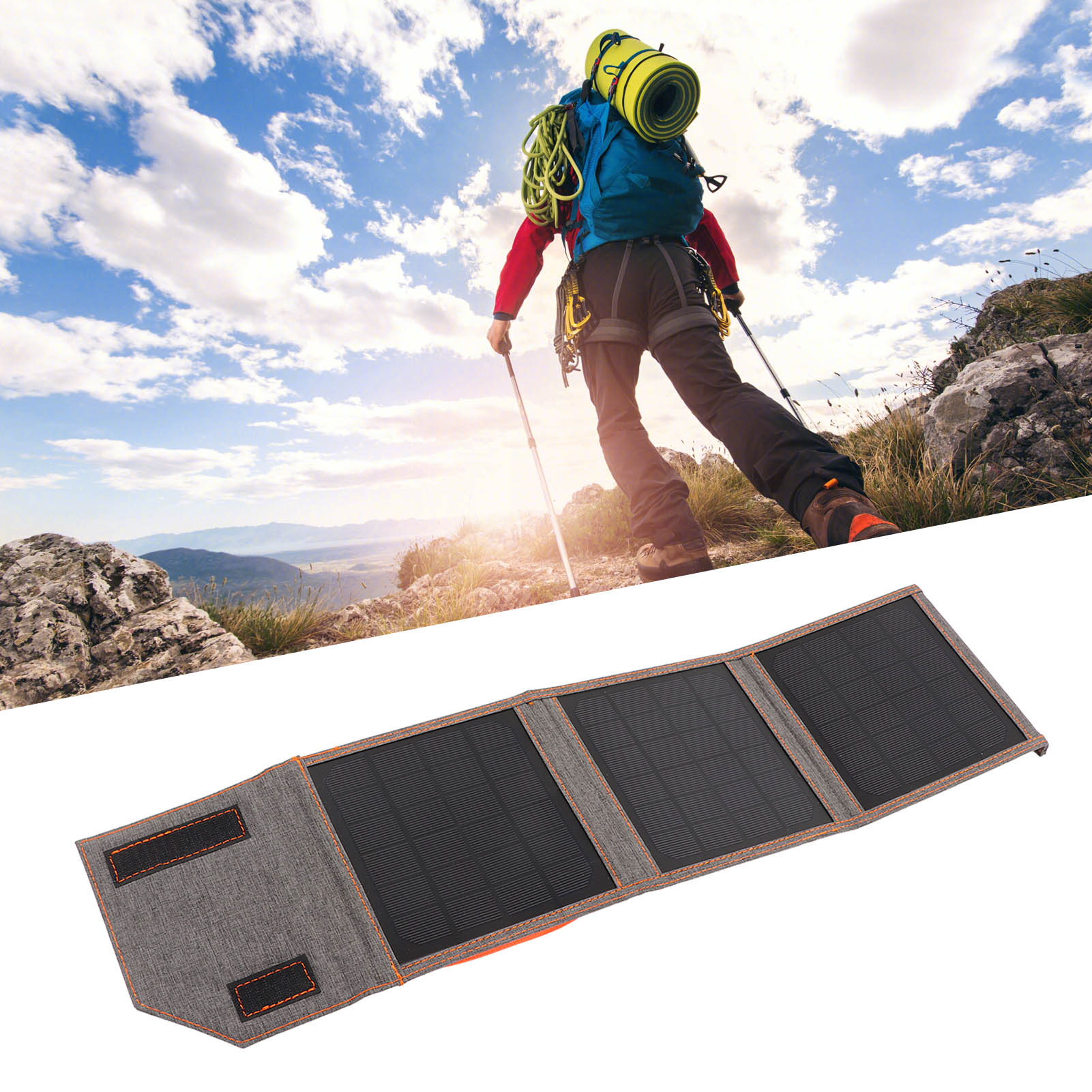 Der 10w 5v Monokristalline Silizium-usb-solarlader Für Den Außenbereich Ist Ideal Zum Aufladen Ihrer Geräte Während Ihrer Campingausflüge, Wandertouren Usw.