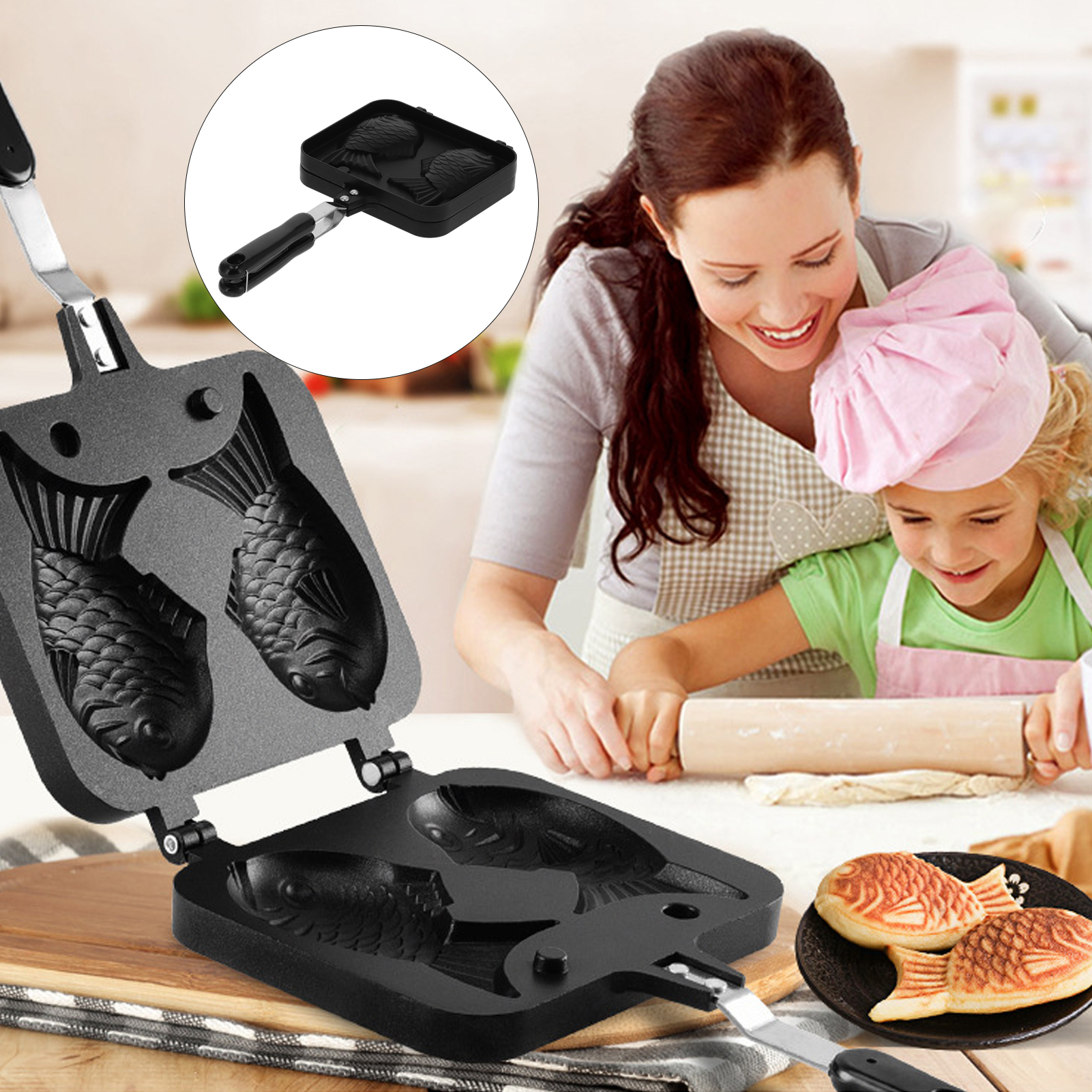 Taiyaki-waffelform In Fischform, Antihaftbeschichtet, Doppelform Zum Backen
