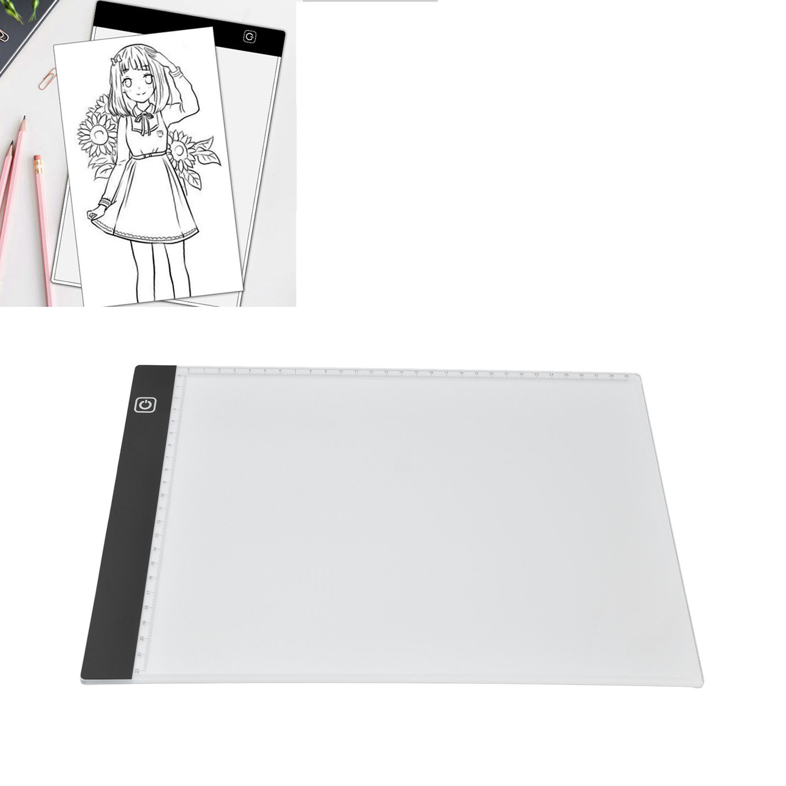 Led-zeichentafel, A4-kopiertafel, Zeichenbrett, Lichtdurchlässiger Kalligrafie-übungstisch, Lichtgeführte Kopiertafel + 1,5 Meter Usb-kabel)