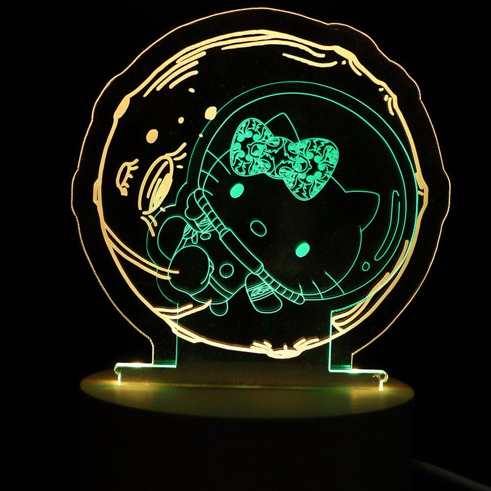 3d-led-nachtlicht-schreibtischlampe, Gemusterte Acrylplatte, Usb-anschluss, 3 W, 4,5 V, Zwei Lichtfarben.