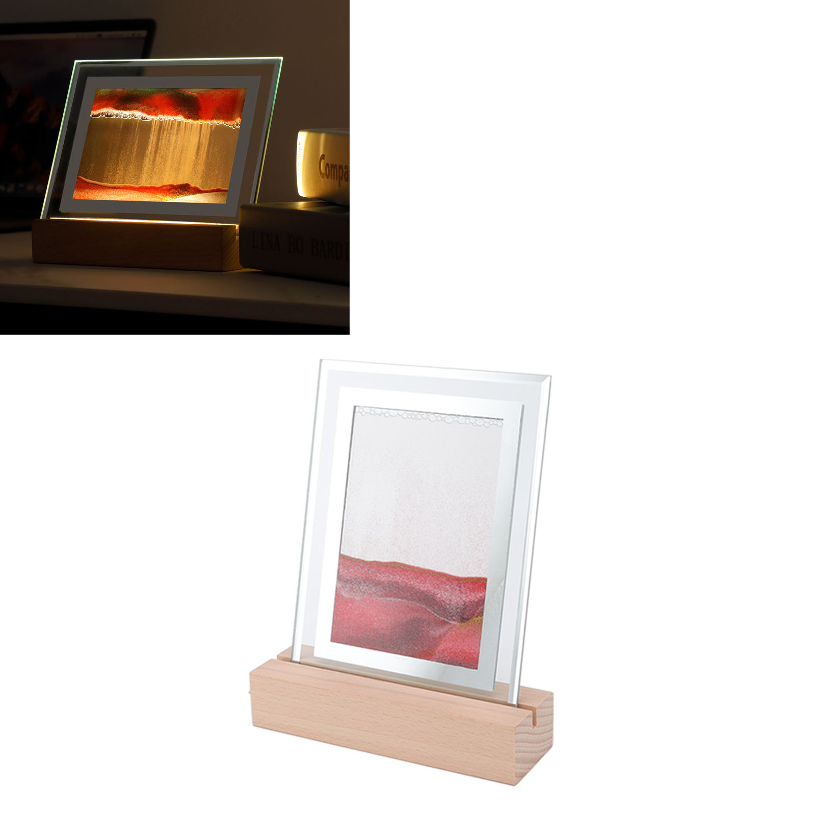 Kreative Led-nachttischlampe Mit Sandmalerei, Dekorative Schreibtischlampe Mit Sandeffekt, Fließender Sandrahmen, Led-tischlampe Für Büro, Wohnzimmer Oder Nachttisch, Geburtstagsgeschenk, Usb-betriebe