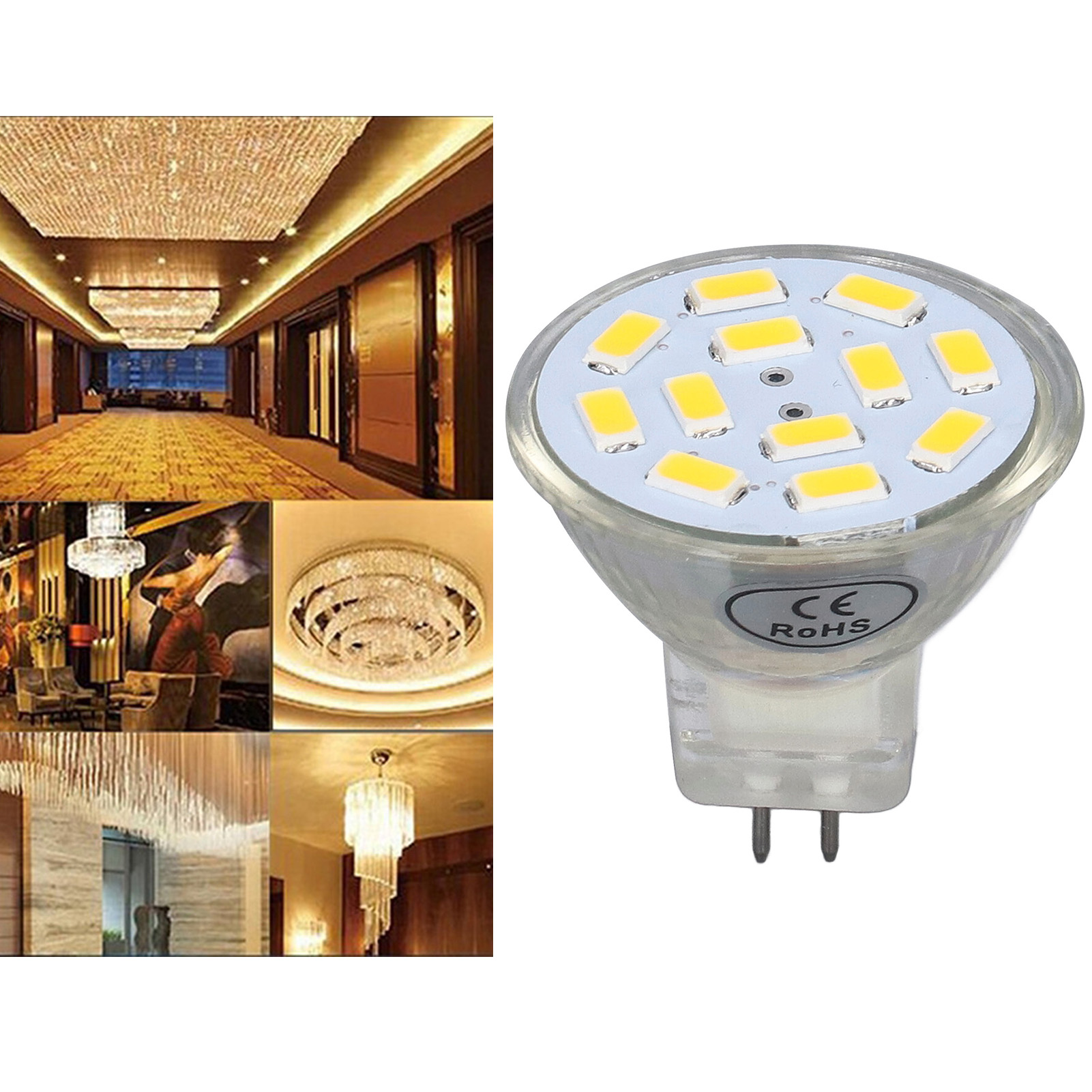 Mr11 4w 12led 400lm Led-lampe, Doppelstiftsockel, Einbaustrahler, Schienenbeleuchtung, Gartenbeleuchtung, 4er-pack / Warmweiß