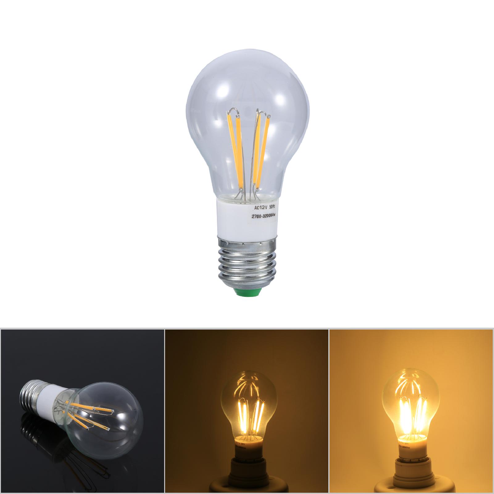 E27 12v Cob Led-filamentlampe, 360°-beleuchtung, Nicht Dimmbar, Neu (4w, Warmweiß)