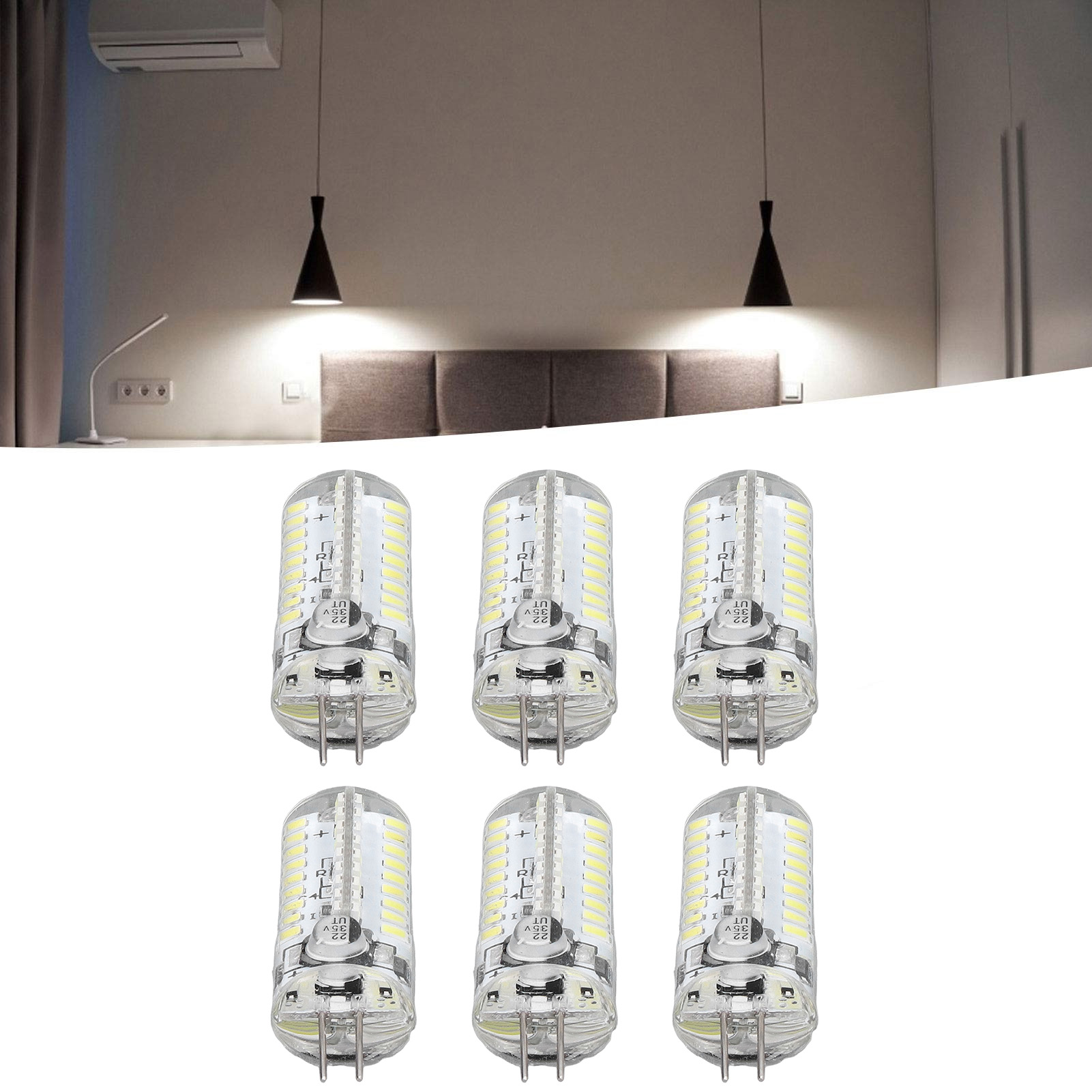 G4 Led-lampen, 72 Leds, 5w Maiskolben-led-lampe, Pendelleuchte, Deckenleuchte, Wandleuchte, Tischleuchte, 6 Lampen/verkauft In Reinweiß.