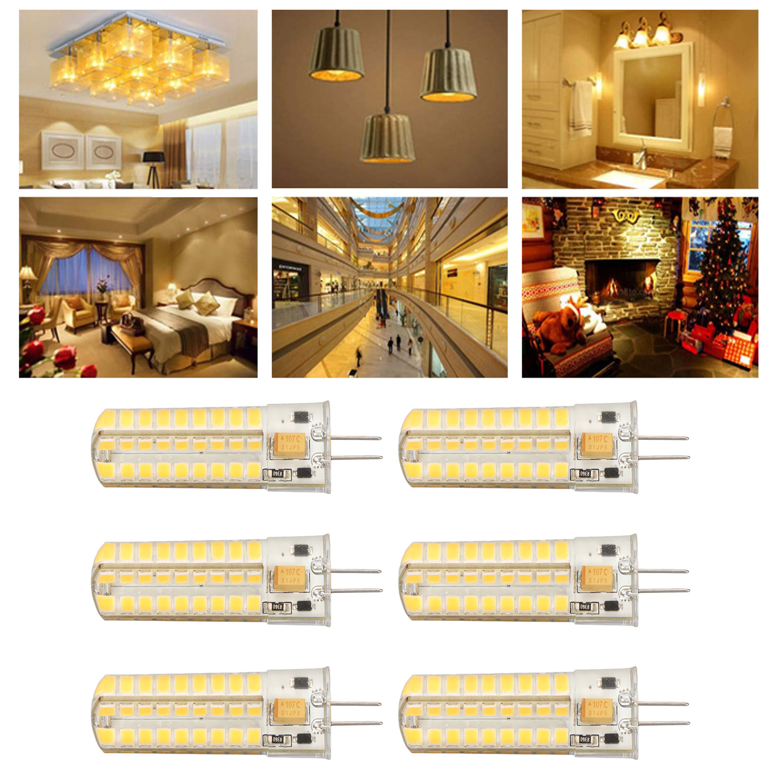 G4 Silikonbirnen, 6er-pack, 7w Led, Geeignet Für Pendelleuchten, Deckenleuchten, Wandleuchten Und Tischlampen (insgesamt 6 Birnen, Warmweißes Licht).