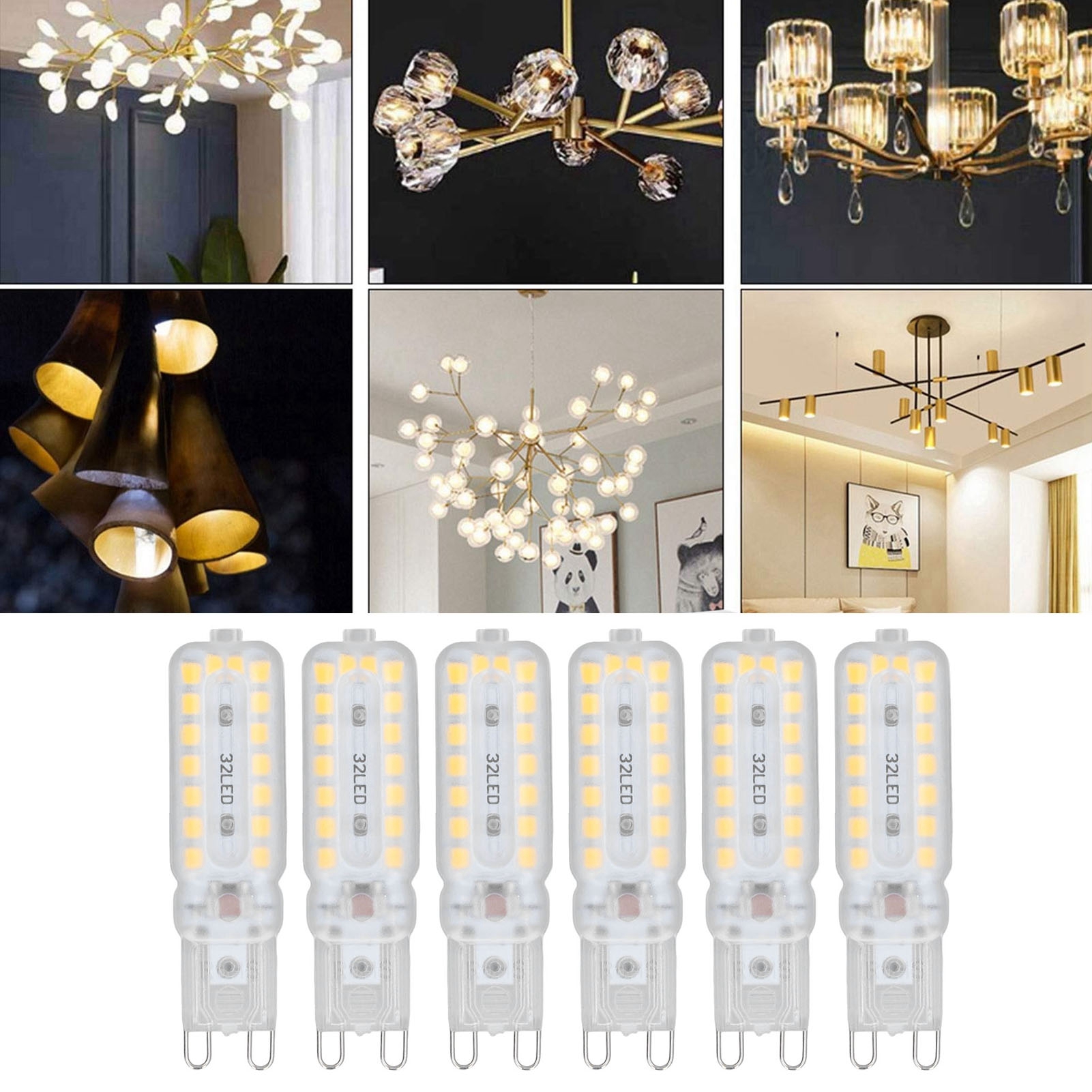 6er-pack G9 7w 32 Dimmbare Led-lampen, Für Pendelleuchten, Deckenleuchten, Wandleuchten Oder Tischlampen, Warmweiß, 110-140v