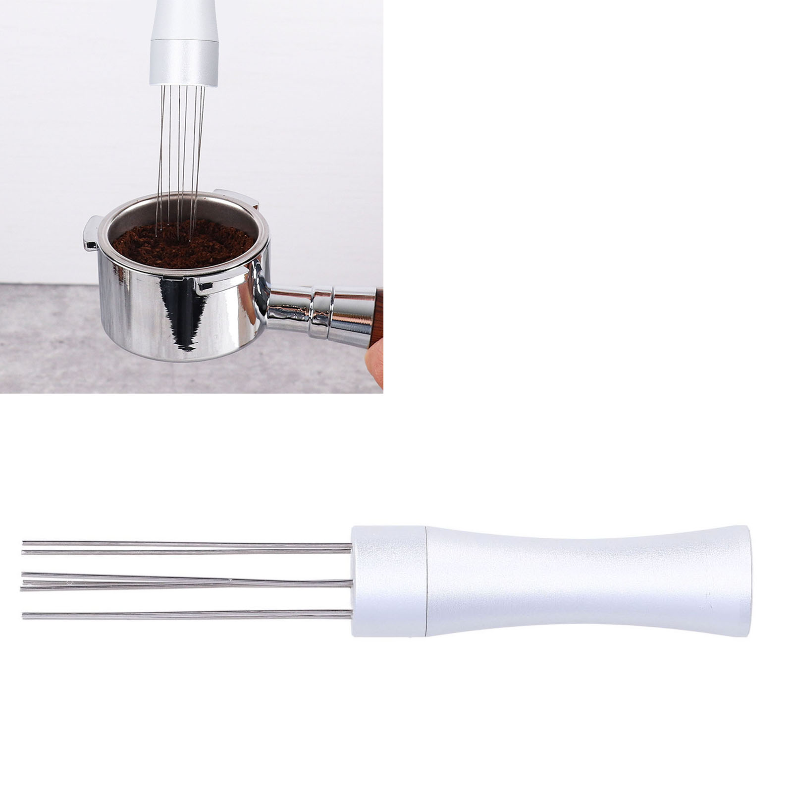 Silberner Dosierer Für Gemahlenen Kaffee, Dosiernadel Für Gemahlenen Kaffee, Espresso-hilfsmittel, Mischnadel Für Eine Gleichmäßige Verteilung Des Gemahlenen Kaffees.