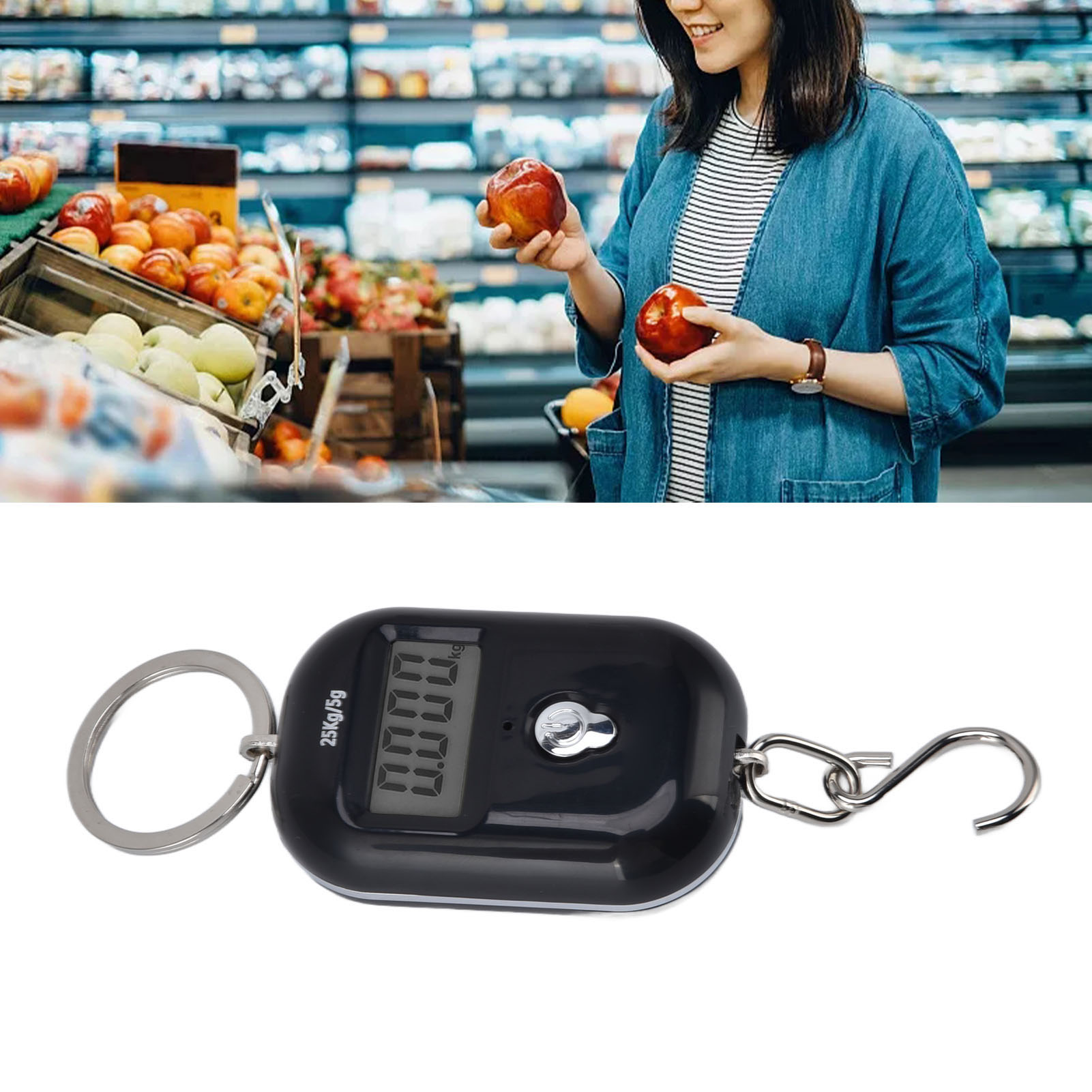 A21 Ultra-mini-taschenwaage Mit Hintergrundbeleuchtung, Tragbare Elektronische Waage Mit Haken, 25 Kg Tragkraft, 5g-schlüsselanhänger-elektronikwaage