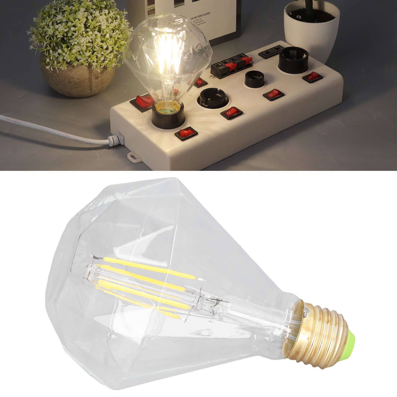Retro-led-glühbirne Im Edison-stil Mit Flachem, Rautenförmigem Kopf, 4000 K, Neutralweißes Licht, E27/e26-sockel, Kreativer Antik-look