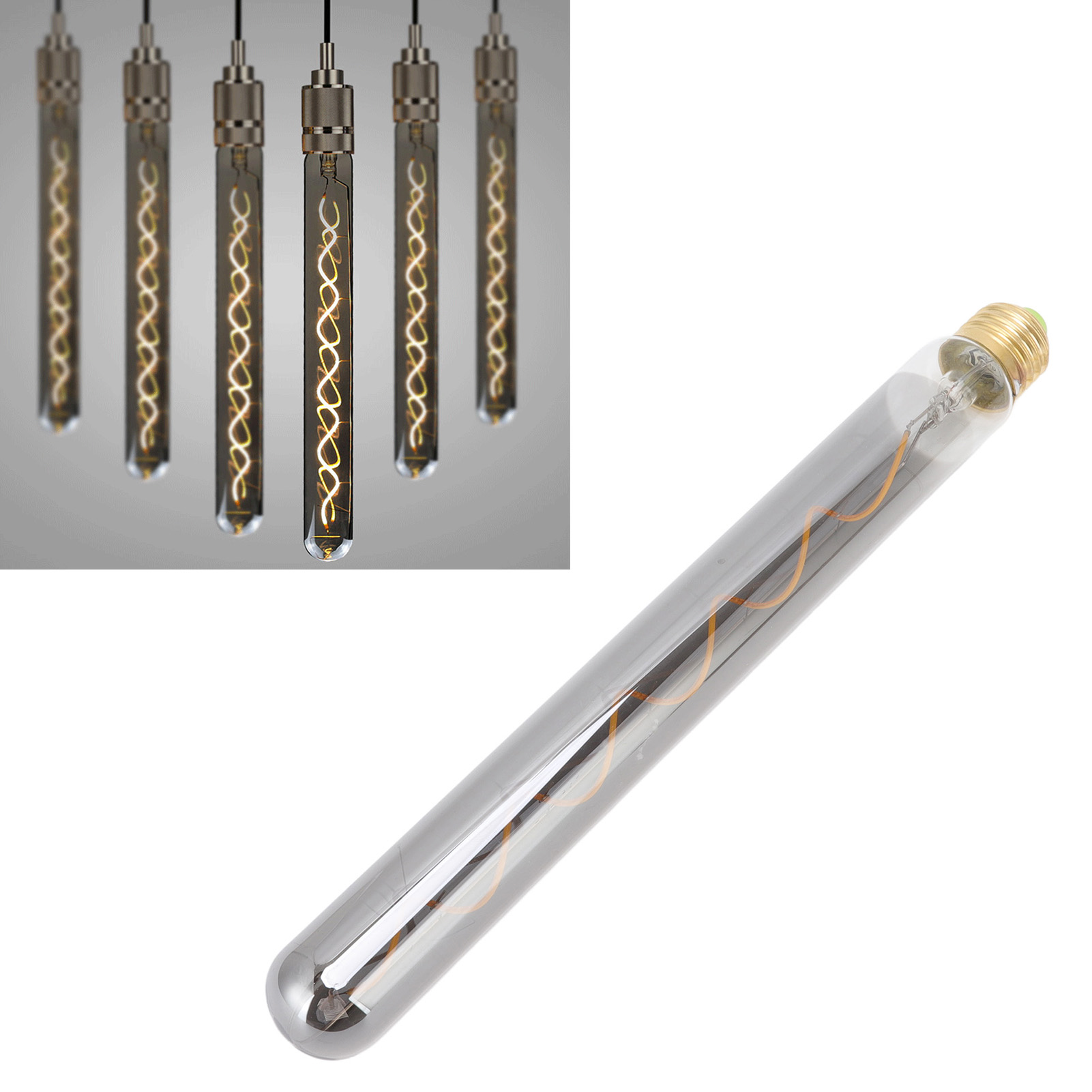 Edison T300 Led-glühbirne, Galvanisiert Rauchgrau, Warmes Licht, Dimmbare Antik-glühbirne E27/e26.