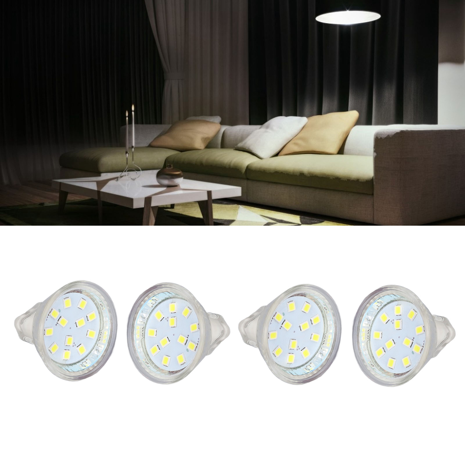 Mr11 2w 12led 300lm Led-lampe, Doppelstiftsockel, Einbaustrahler, Schienenbeleuchtung, Gartenbeleuchtung, 4er-pack / Kaltweiß