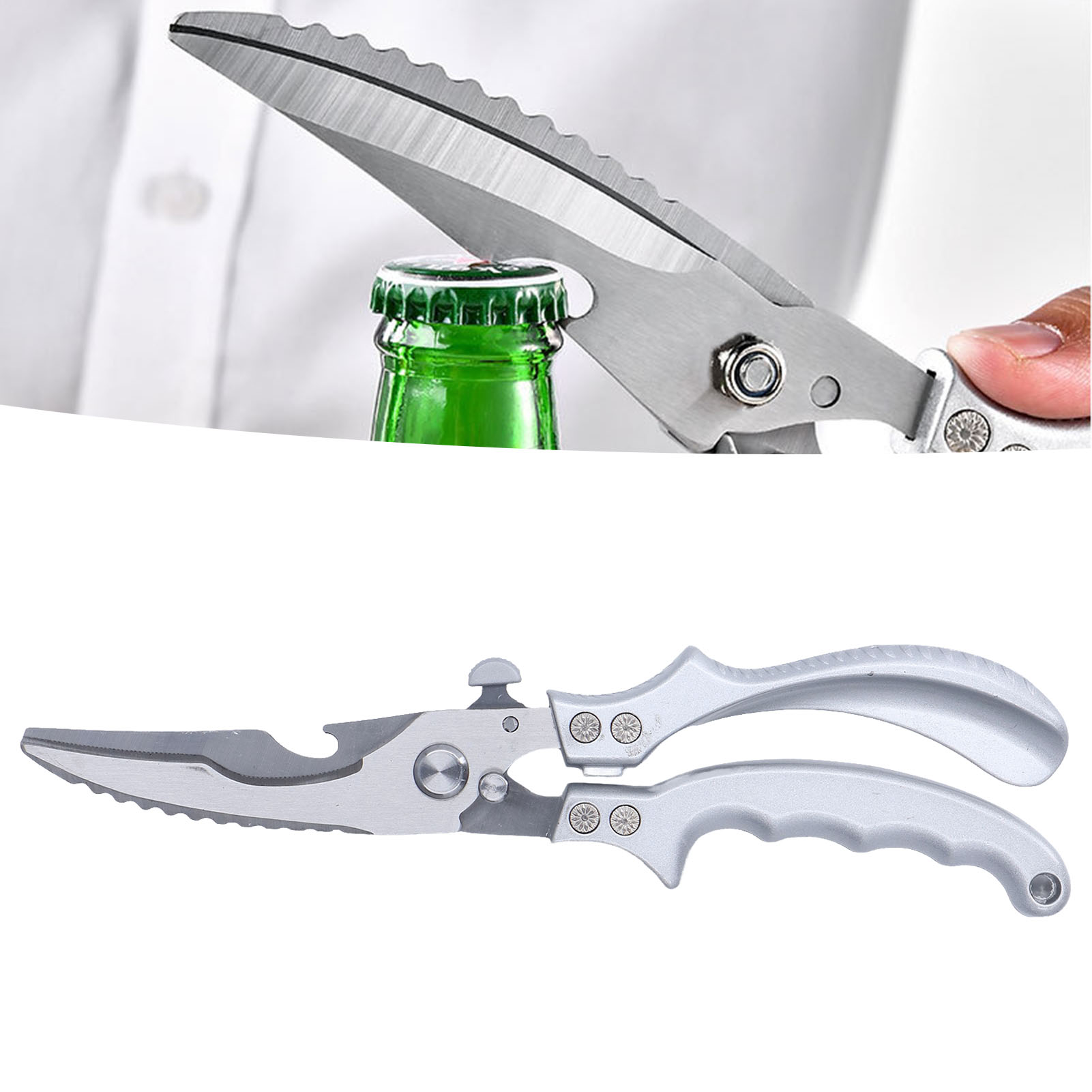 Hühnerknochenschere Aus Edelstahl Mit Griff Aus Aluminiumlegierung, Multifunktionale Schere Zum Grillen, Für Meeresfrüchte, Hühnerknochen Und Babynahrung