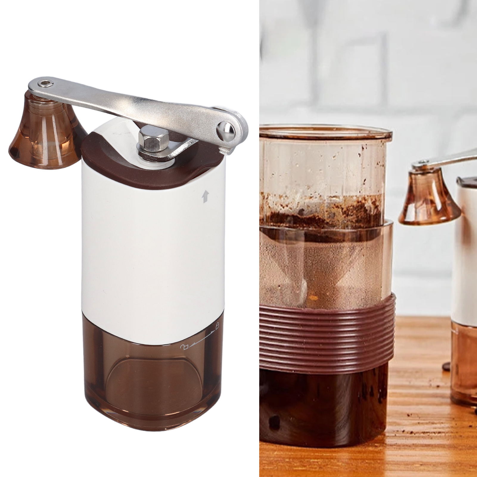 Mini-tragbare Weiße Handkurbel-kaffeemühle