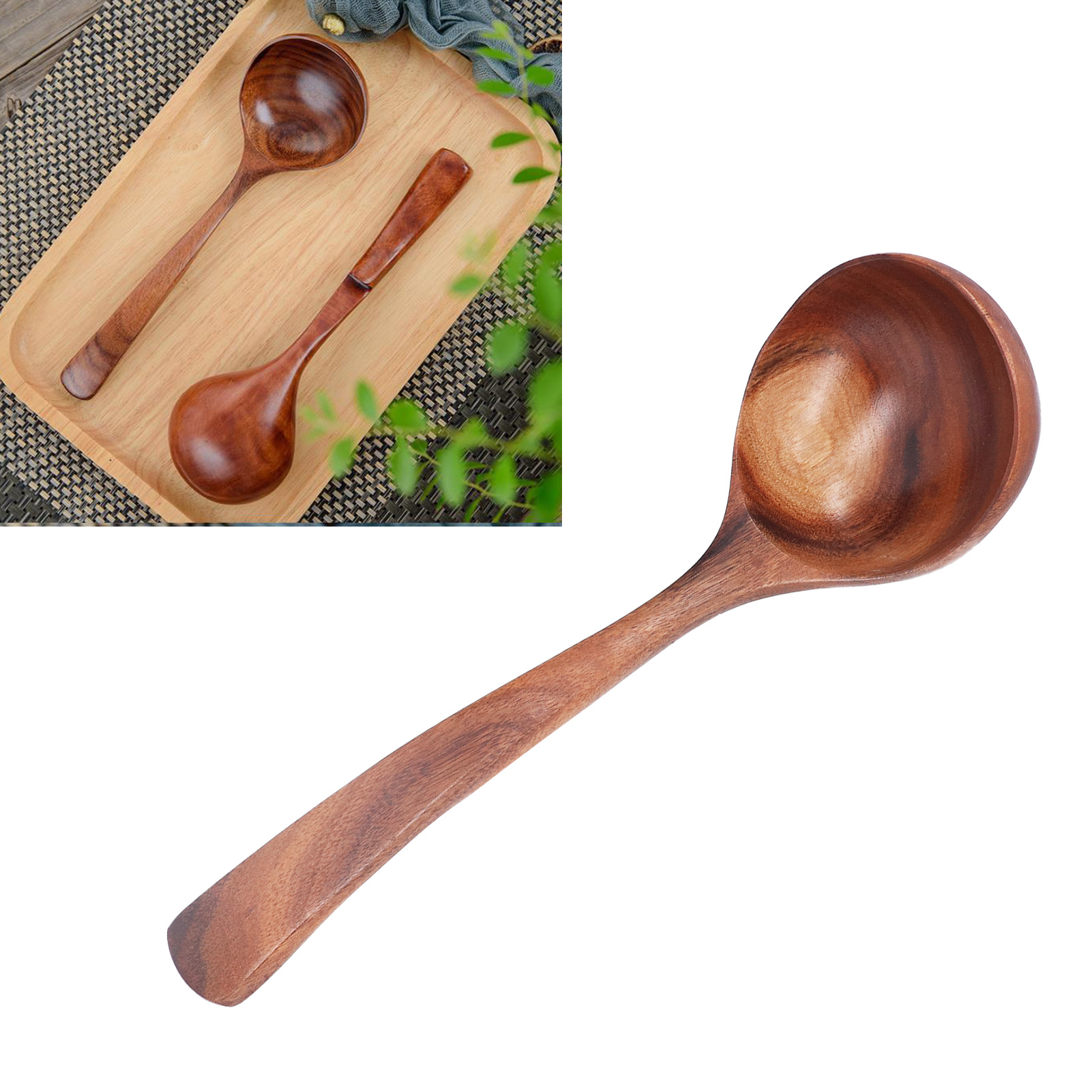 Suppenkelle Aus Akazienholz Mit Langem Griff Und Haken, Große Japanische Holzkelle, Porridgekelle Aus Holz, Fonduekelle, Kleine Größe.