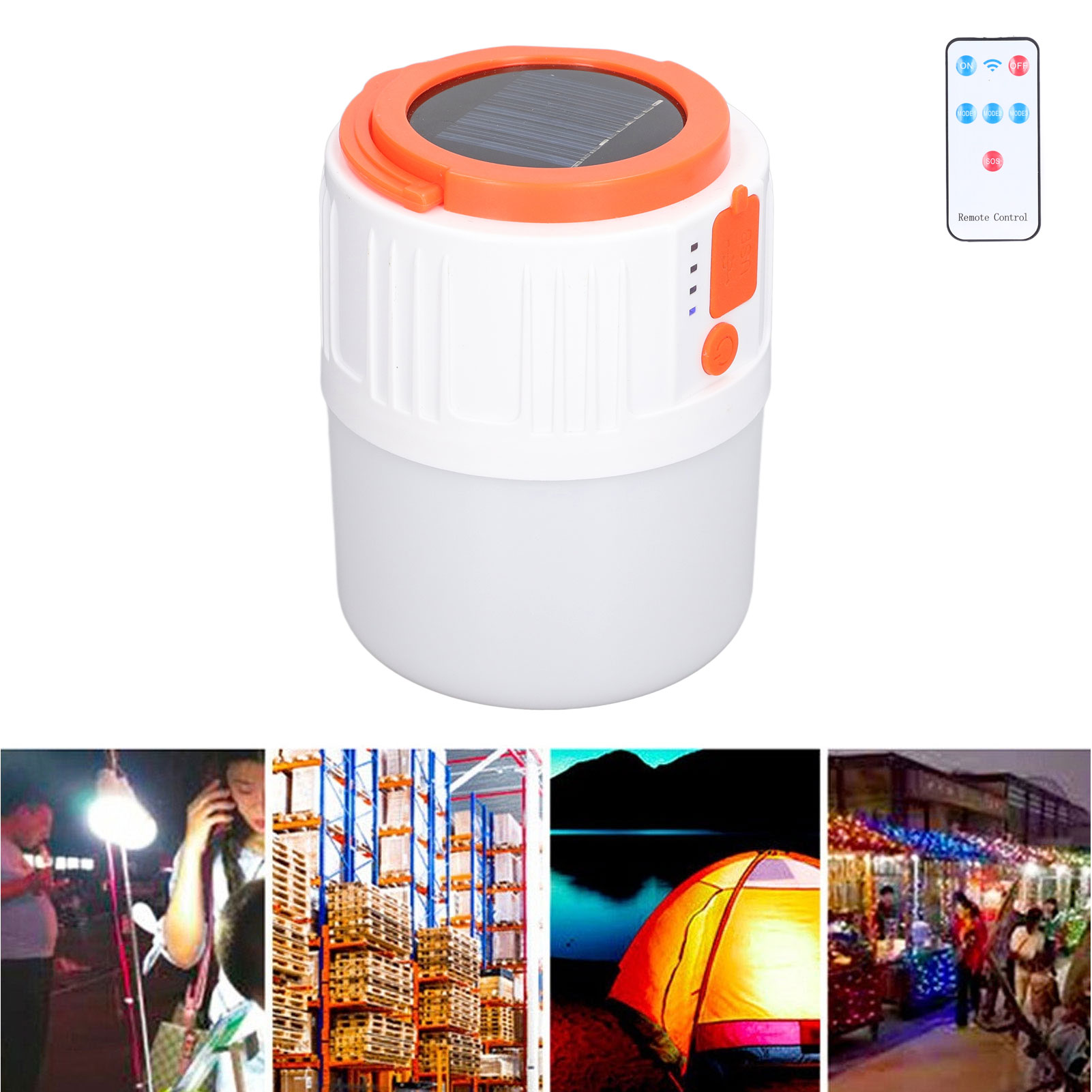 Sprachaktivierte Automatische Sensor-campinglampe, Solar-campinglampe, Usb-aufladbar, Fünf Beleuchtungsmodi, Wasserdichte Glühbirne Für Camping, Straßenhändler/nachtmarkt.