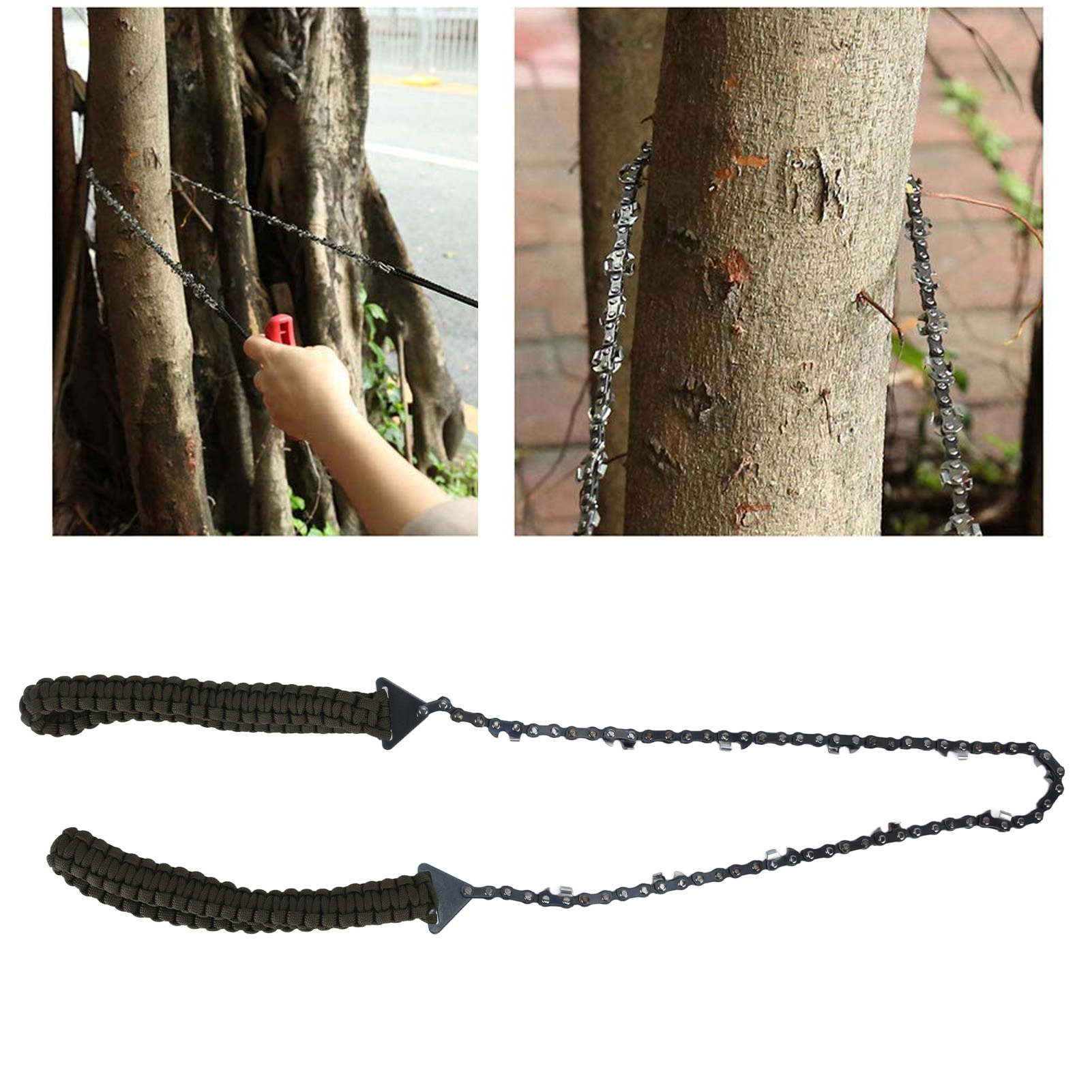 61 Cm (24 Zoll) Kettensäge Für Camping Und Forstwirtschaft, Tragbare Taschensäge Mit Militärgrünem Paracord-griff, Kettensäge Zum Beschneiden Und Für Gartenarbeiten