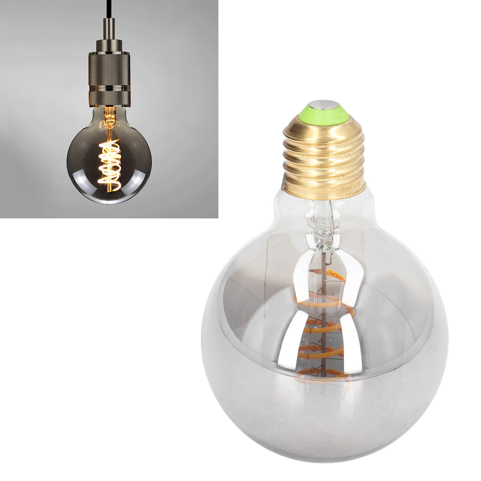 Edison G80 Led-glühbirne, Galvanisiert Rauchgrau, Warmes Licht, Dimmbare Antik-glühbirne E27/e26.