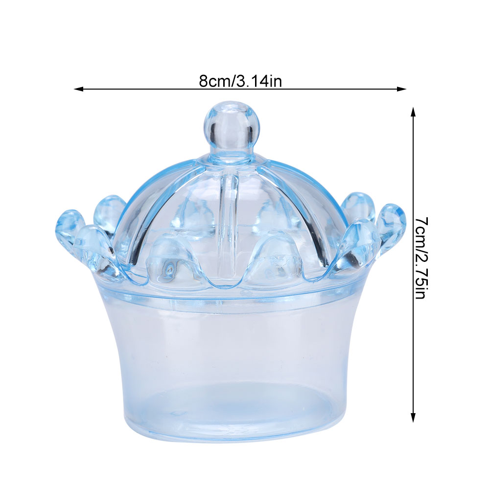 Set Mit 12 Durchsichtigen, Kronenförmigen Geschenktüten, Bonbonschachteln Aus Kunststoff Für Gastgeschenke, Pralinenschachteln (blau)