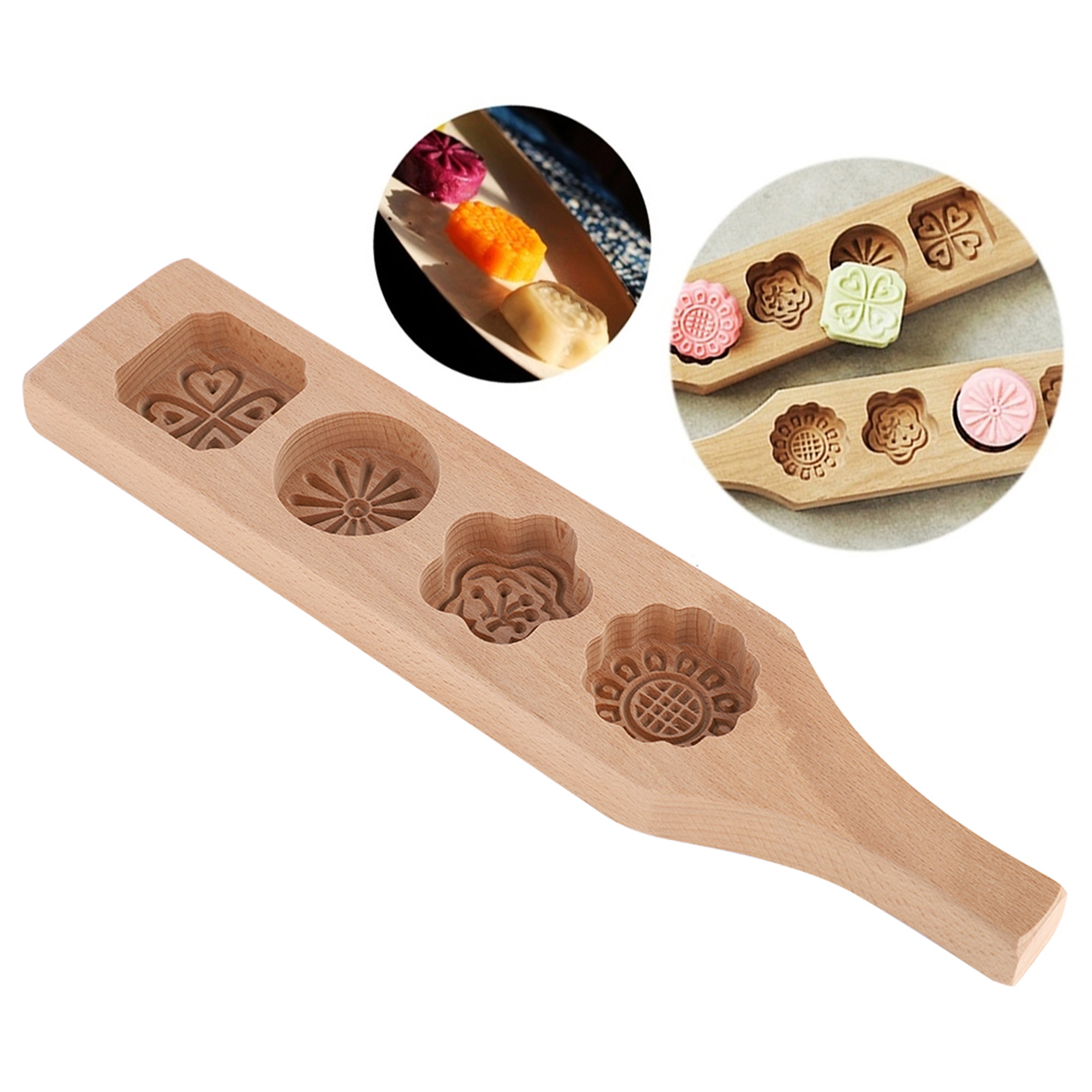 Mondkuchenform Aus Holz, Gebäckform Zur Herstellung Glasierter Mungbohnenkuchen, Backutensilien (2)