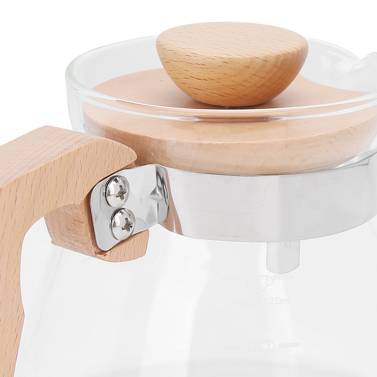 600-ml-glasfilterkaffeemaschine Mit Deckel Und Holzgriff, Ideal Für Zuhause Oder Das Büro.