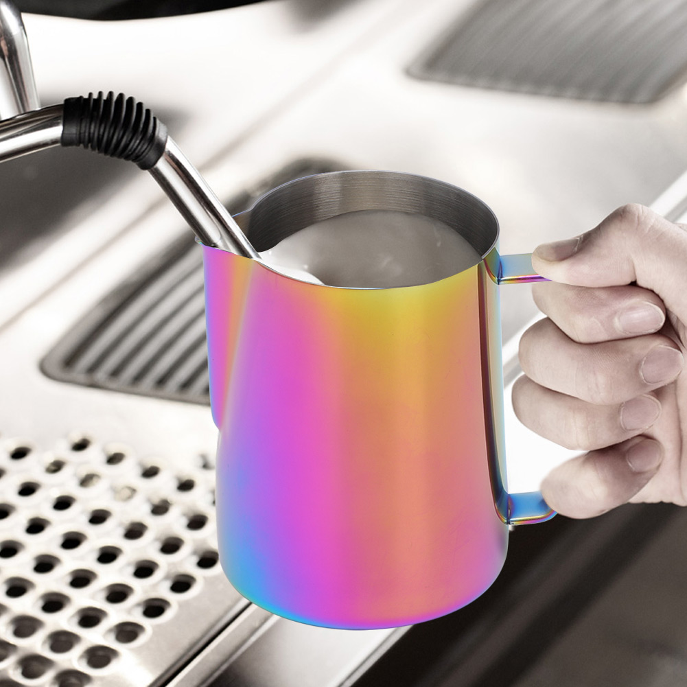 600-ml-kaffeekanne Aus Titanbeschichtetem Edelstahl, Milchaufschäumer Für Latte Art, Farbenfroh