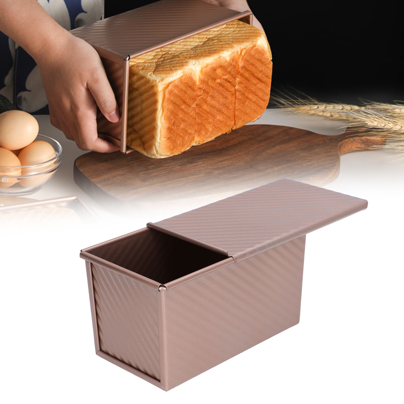 Antihaft-kuchenform Mit Deckel, Brotform, Toastdose, Gold