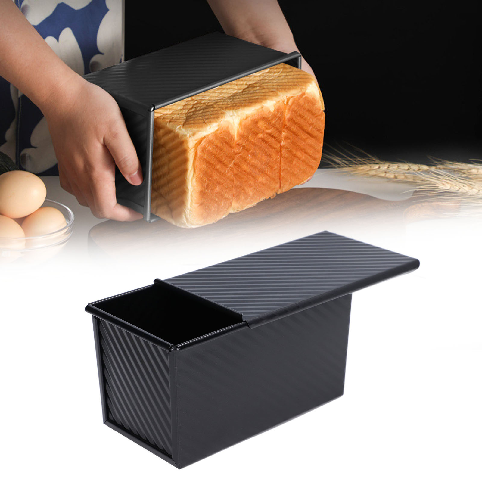 Antihaftbeschichtete Kuchenform Mit Deckel, Brotform, Toastbox, Schwarz