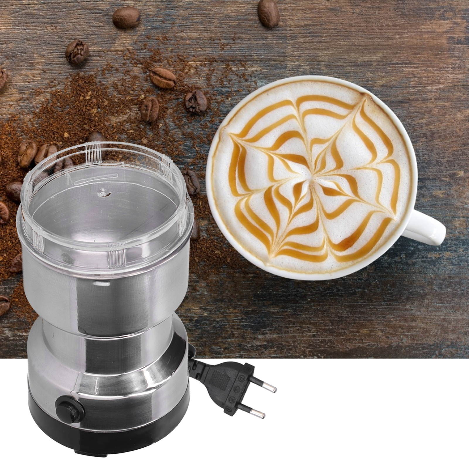 Multifunktionale Kaffeemühle Aus Edelstahl, Kaffeebohnenmühle Für Den Gebrauch Zu Hause Und In Der Küche, 220-v-eu-stecker