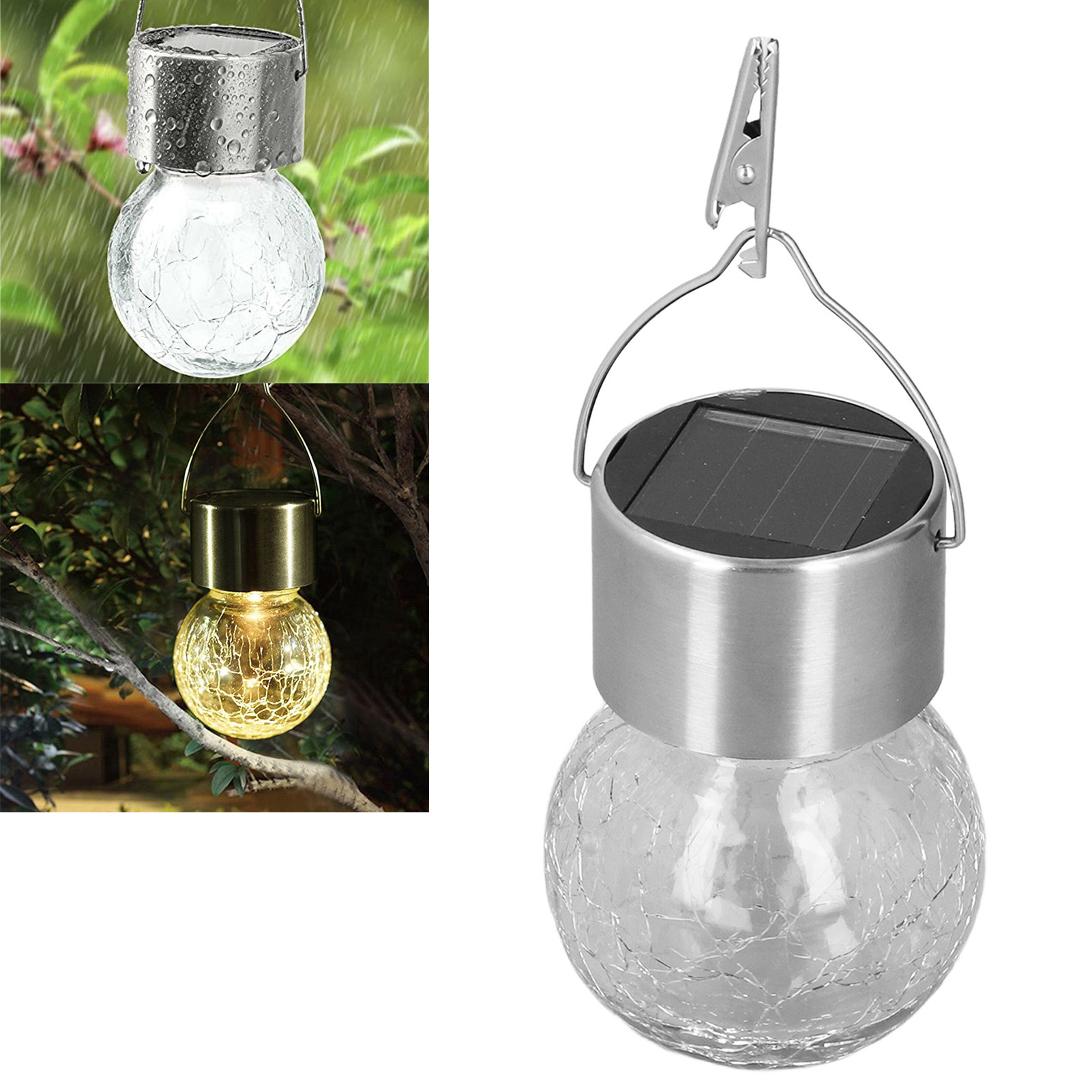 Kugelförmige Solarlampe Mit Knistereffekt Für Den Außenbereich, Kugellampe Mit Knistereffekt, Dekorative Gartenlampe, Hängende Kugellampe Mit Knistereffekt