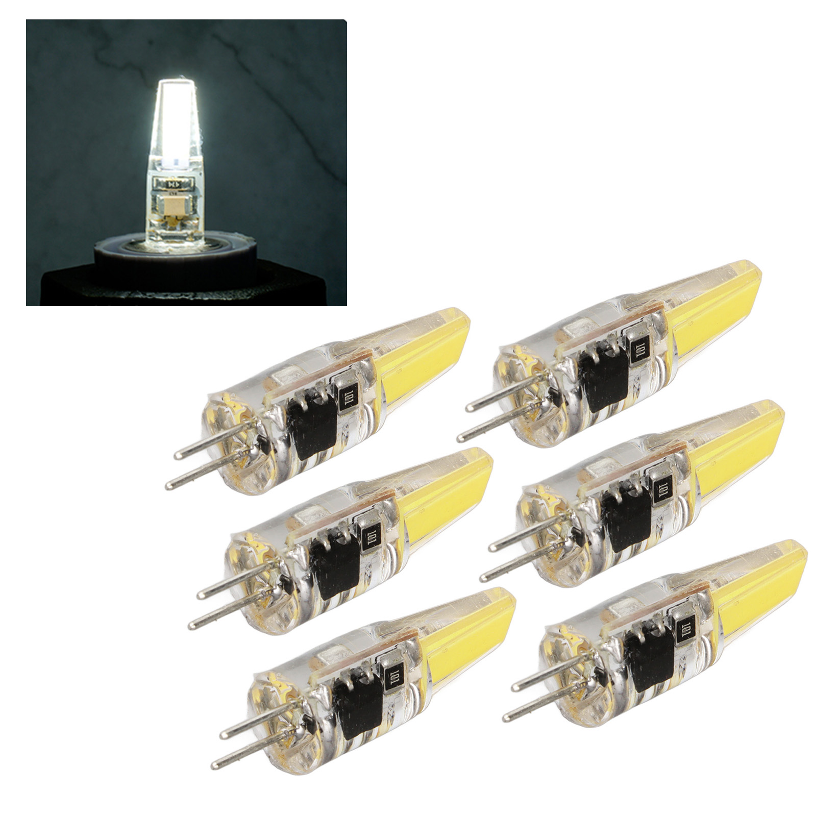 G4 Led-lampen (cob-typ), 6er-pack, 6 W, Für Pendel-, Decken-, Wand- Und Tischleuchten. Kaltweißes Licht.