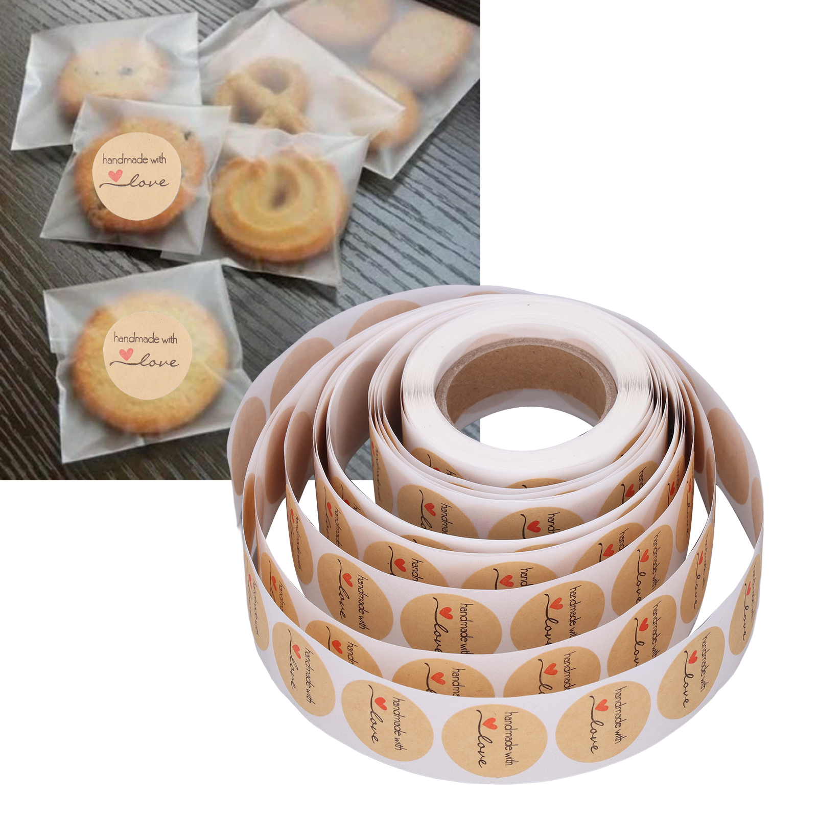 500 Blatt Kraftpapier-aufkleber Zur Gestaltung Eines Eigenen Herzförmigen Scrapbook-albums, Selbstklebende Umschläge, Verschließbare Beutel Und Etiketten Für Bastelbedarf.
