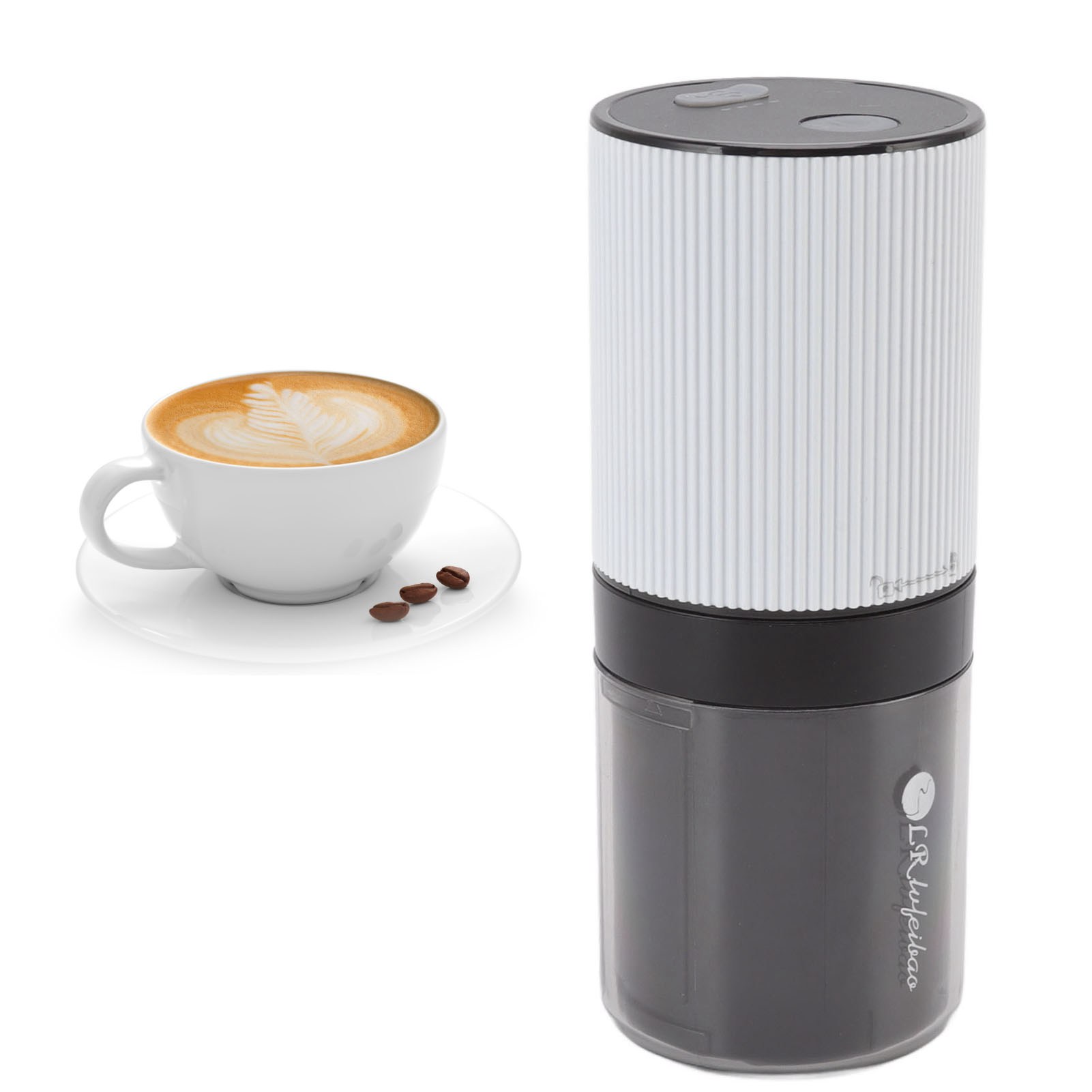 Tragbare Und Kompakte Elektrische Kaffeemühle Für Den Heimgebrauch, Usb-wiederaufladbar, Weiß.