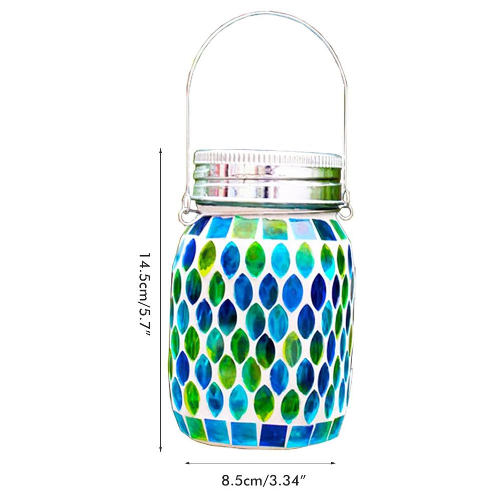 Mosaik-solarlampe, Einmachglaslampe, Hängelampe Für Den Außenbereich, Wasserdichter Glasstrahler, Hängelaterne, Nachtlicht, Dekorative Tischlampe, Blaue Solar-gartenlampe