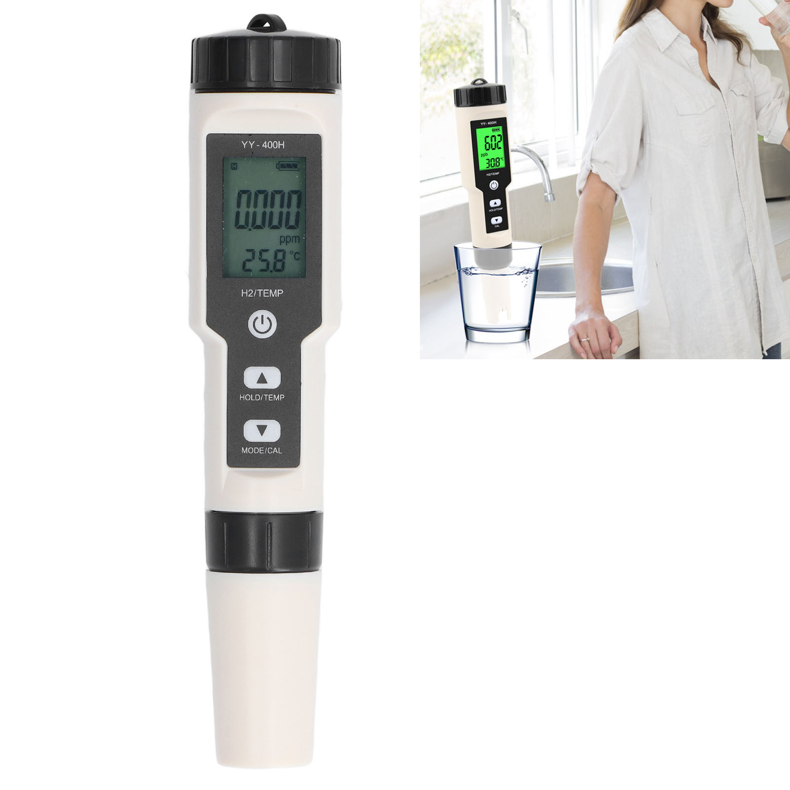 Multifunktionaler 2-in-1-detektor, Teststift Für Wasserstoffreiches Wasser, Wasserqualitätstester, Batterielos.