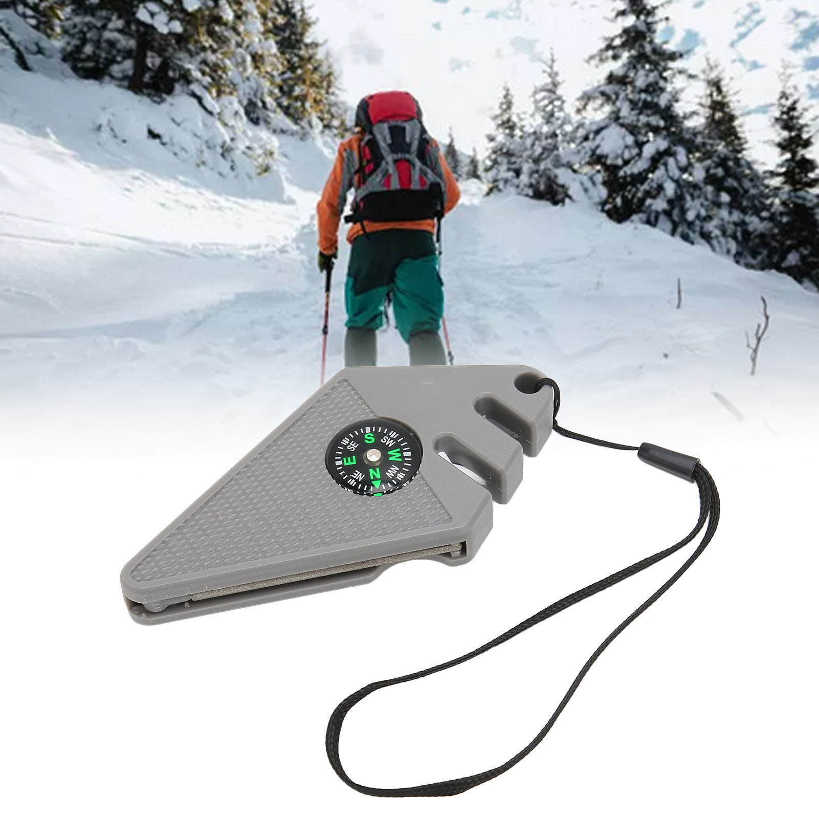2-teiliges Kompass-set: Messerschärfer Aus Wolframstahl Für Den Outdoor-einsatz, Hakenschärfer, 6-in-1 Multifunktions-überlebenspfeife