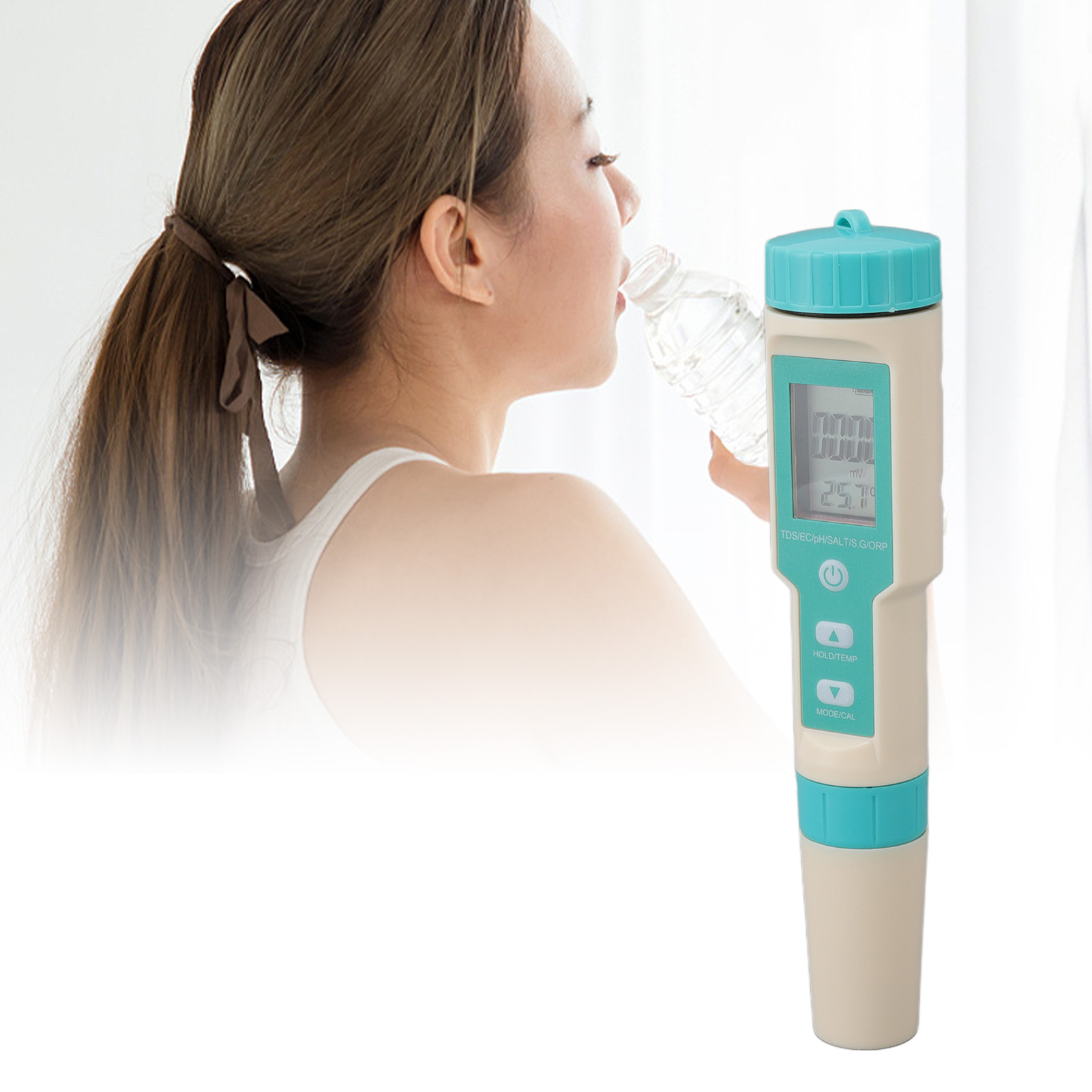 7-in-1 Wasserqualitätsprüfstift, Multifunktionales Orp/ph-messgerät, Tds-thermometer, Hochpräziser Digitaler Ec-ph-messstift