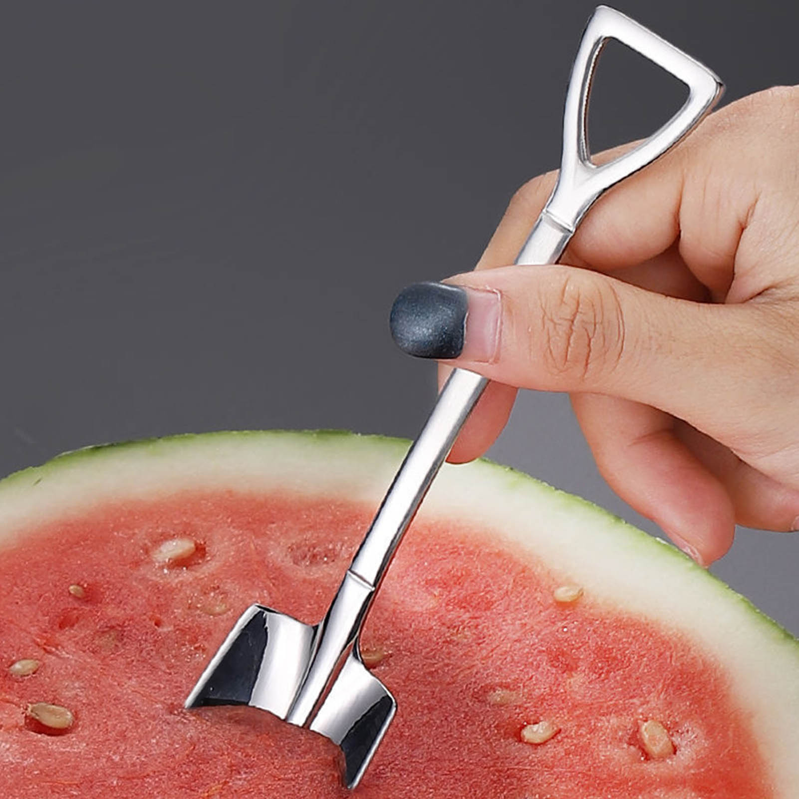Spatel, Löffel, Schöpfkelle Und Löffellöffel Aus Edelstahl Für Desserts Und Wassermelone 4 Quadratische Spatel