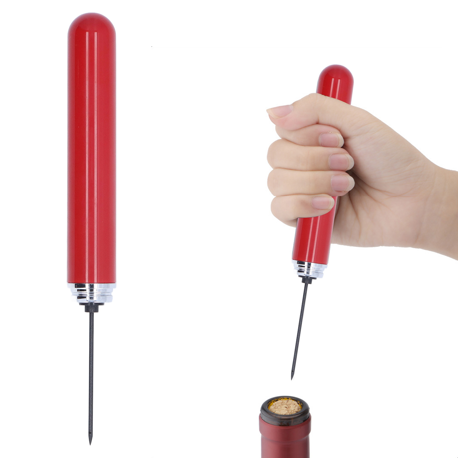 Pneumatischer Nadelflaschenöffner, Stiftförmiger Flaschenöffner, Mini-tragbarer Flaschenöffner, Rot.