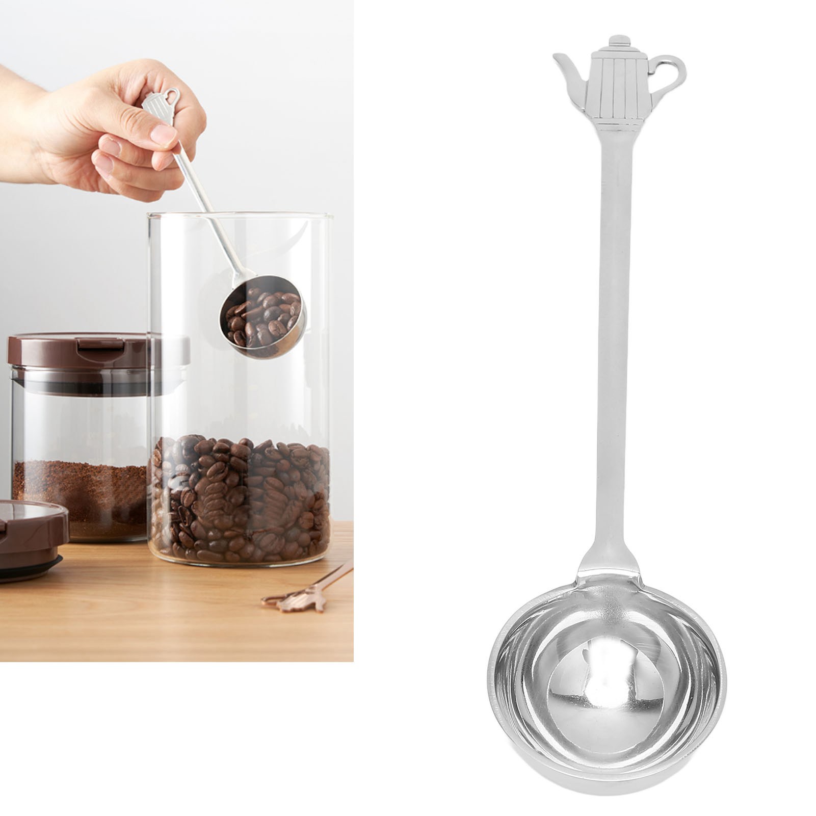 Kaffeemesslöffel Aus Edelstahl, Langer Griff, Bohnenmesslöffel, Teekannengriff, Messlöffel Für Gemahlenen Kaffee.