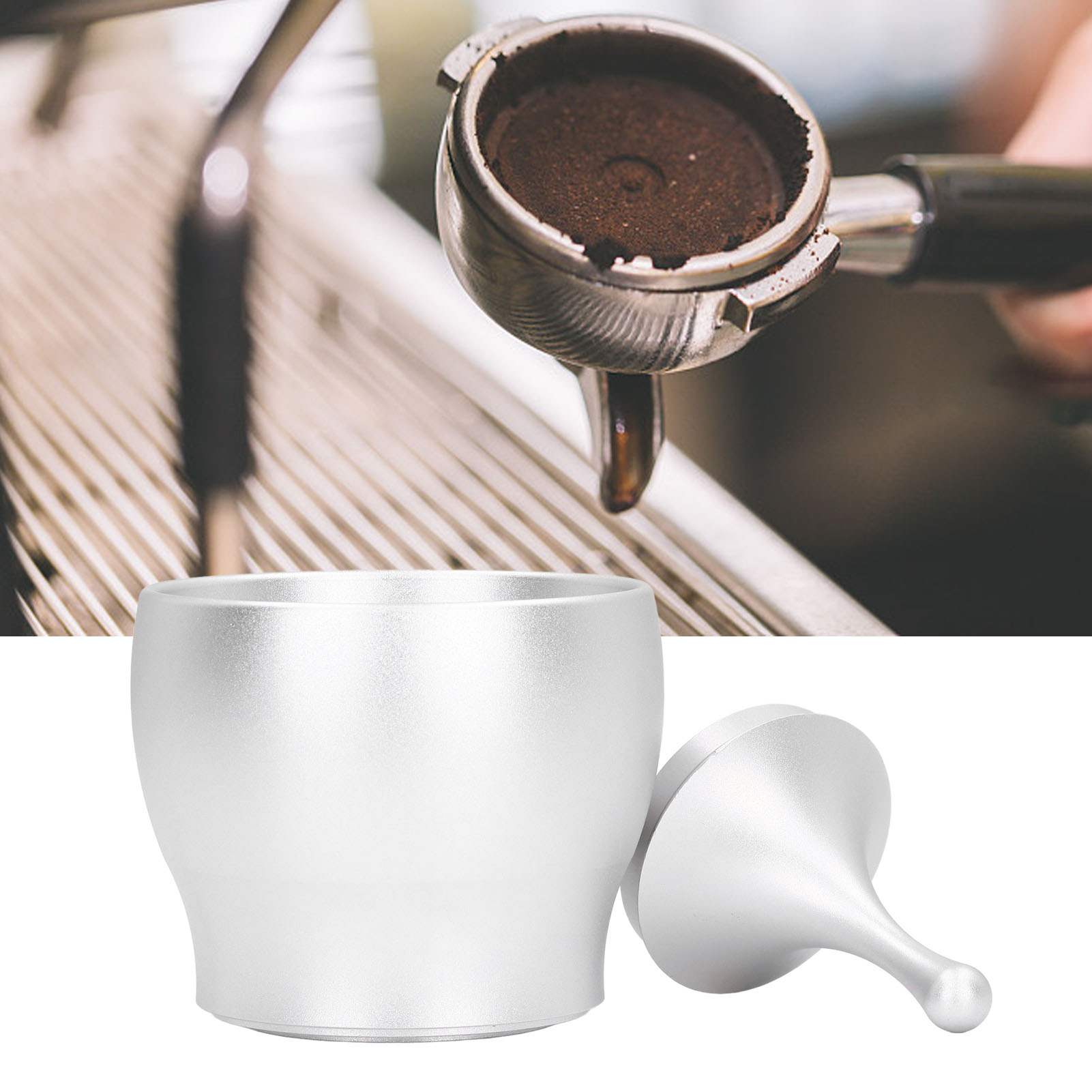 Pulverspender Aus Aluminium Für Italienische Kaffeemaschinen, Pulverauffangbehälter, Spritzschutz-dosierring Für Gleichmäßige Pulververteilung, Silberfarben.
