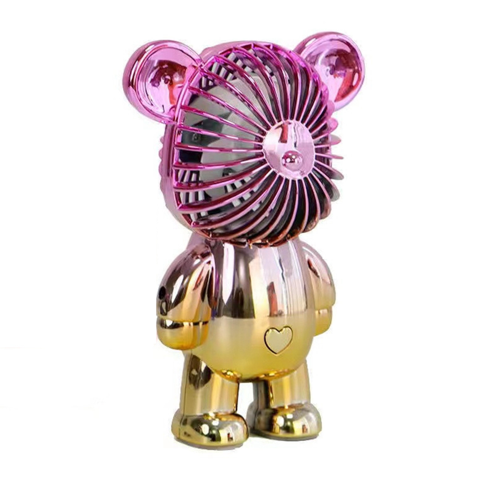 Tragbarer Mini-teddybär-ventilator Mit Kreativem Farbverlauf, Usb-aufladbar, Ideal Fürs Büro Oder Studentenwohnheim. Geschenkidee Mit Rot-goldenem Bärenmotiv. 4 Stück.