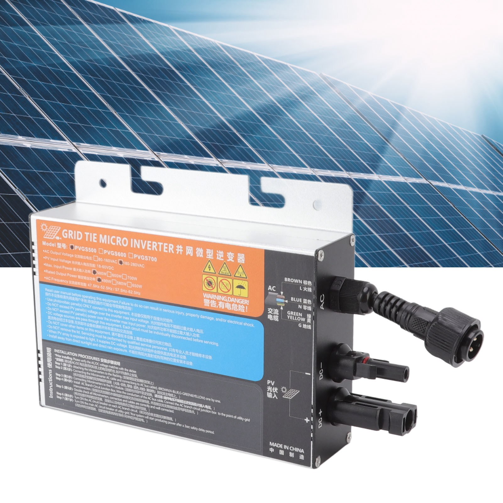 Solar-photovoltaik-wechselrichter Pvgs-500w-ac220v Für Mikronetze