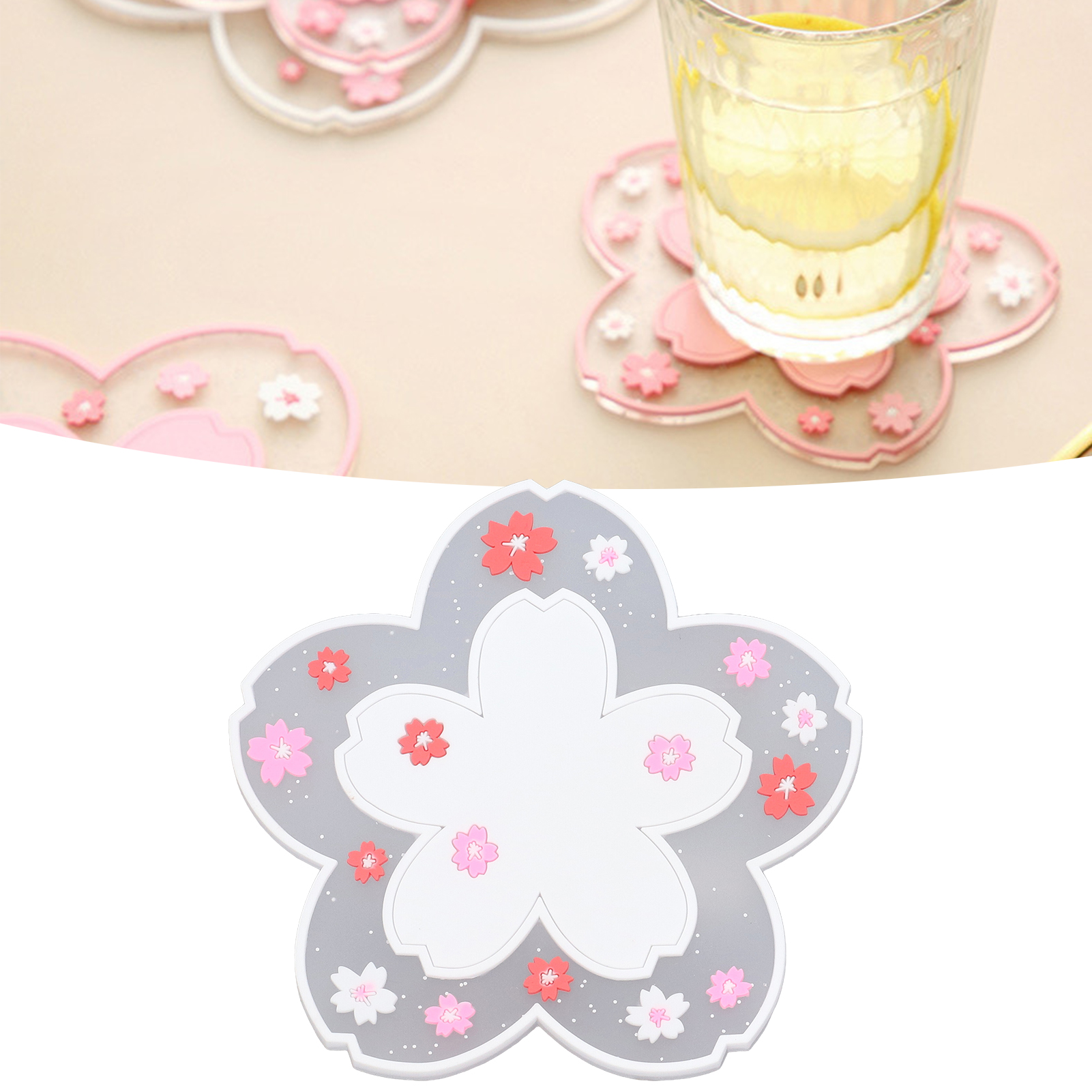 Isoliertes Platzset (11,5 Cm) Mit Japanischem Kirschblütenmuster, Rutschfest, Ideal Für Zuhause Und Büro, Für Teetassen, Milchbecher, Kaffeetassen Usw. (weiß)